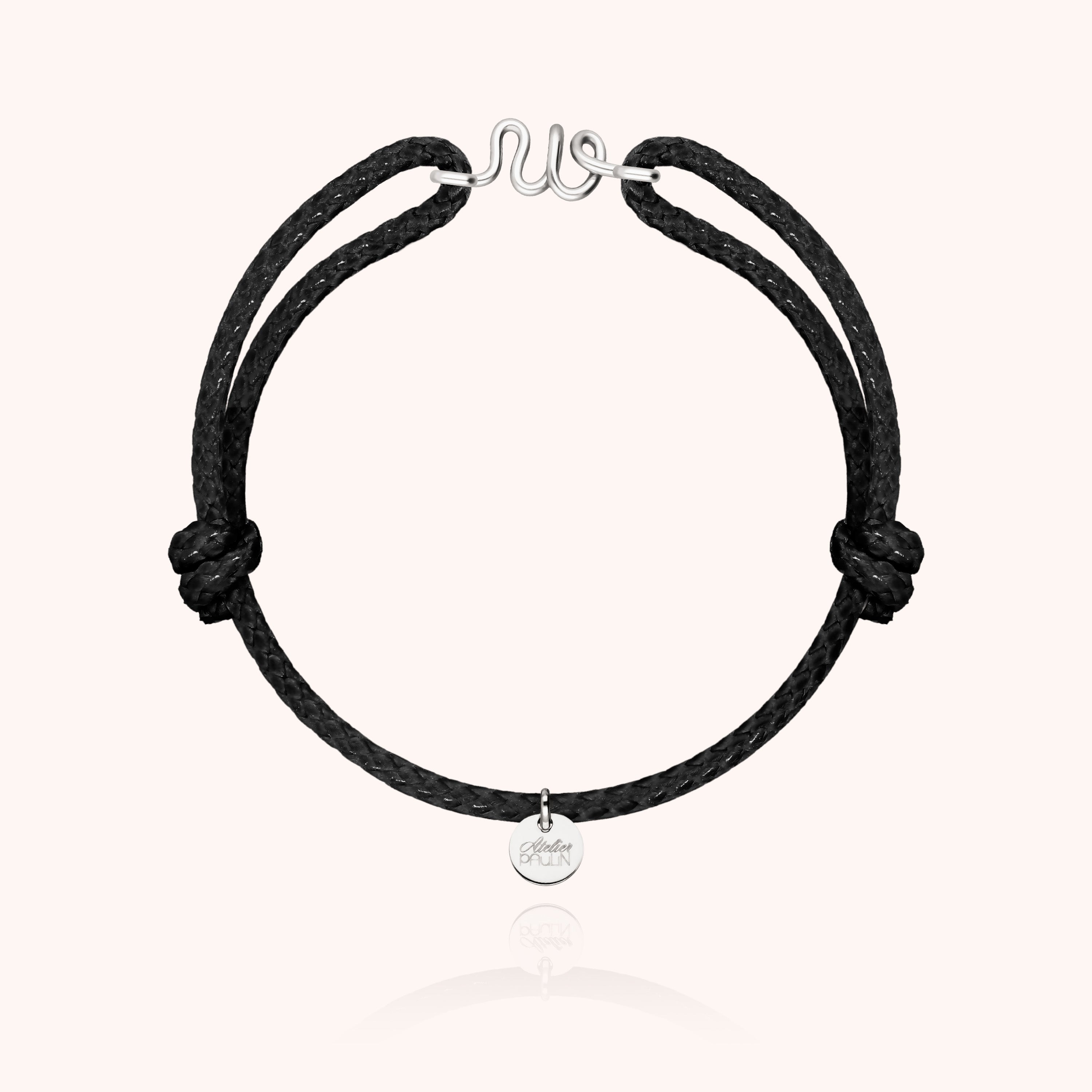 Bracelet Cordon Ciré Initiale Homme - argent
