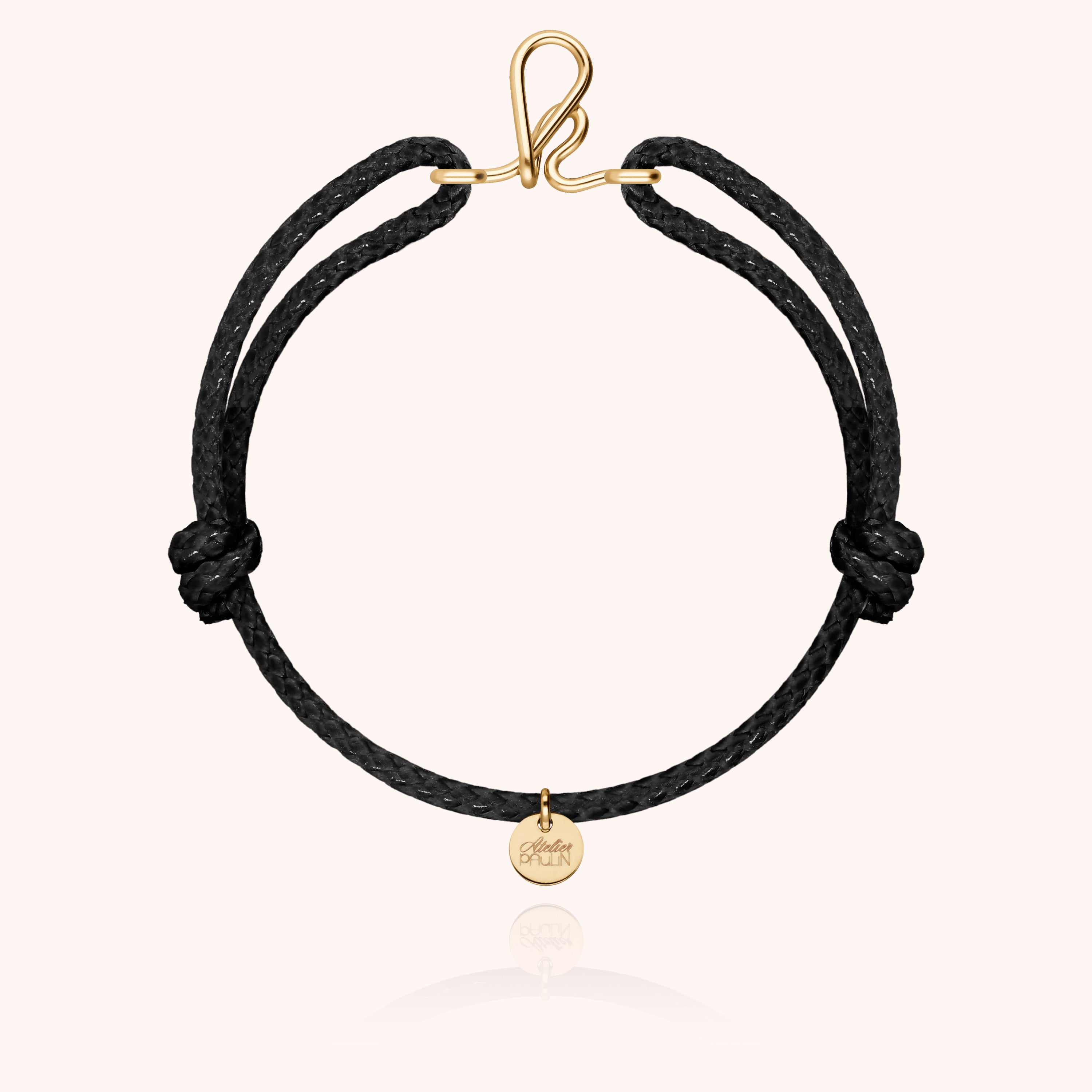 Bracelet Cordon Ciré Initiale Homme - or jaune laminé