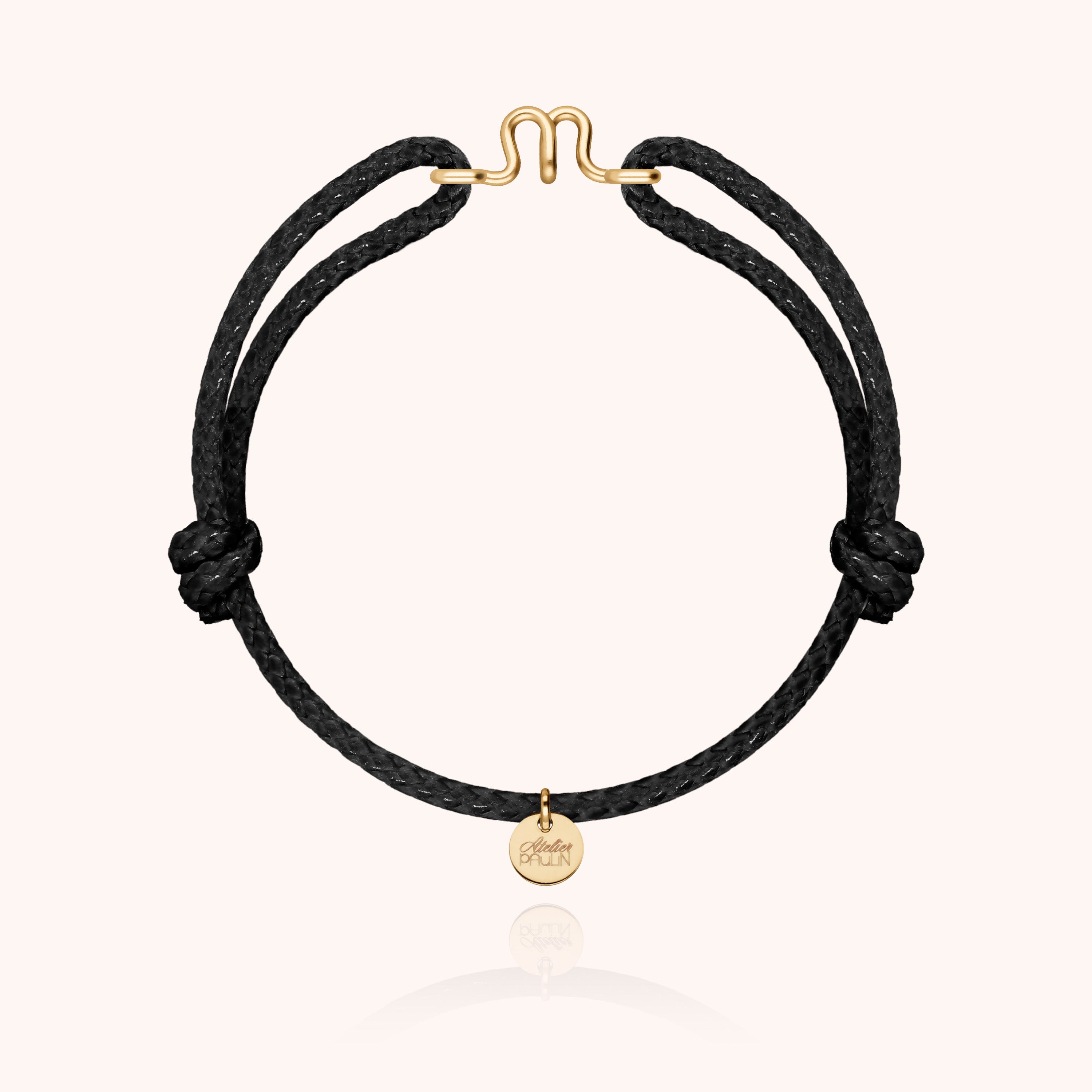 Bracelet Cordon Ciré Initiale Homme - or jaune laminé