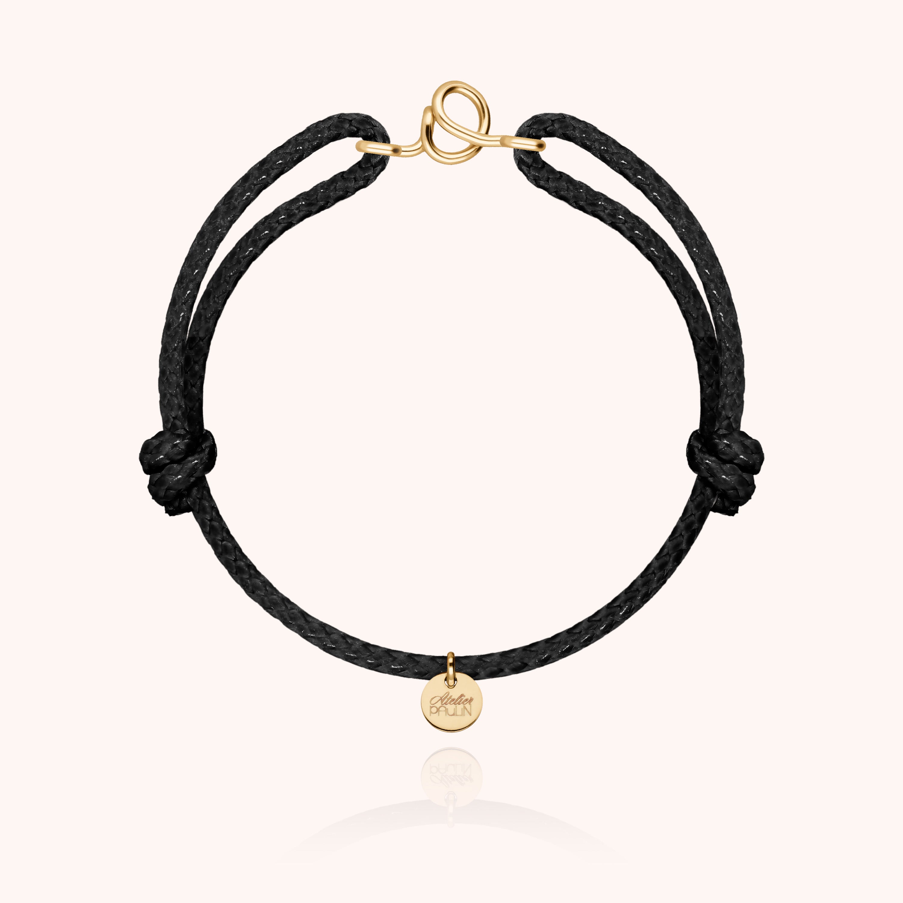 Bracelet Cordon Ciré Initiale Homme - or jaune laminé