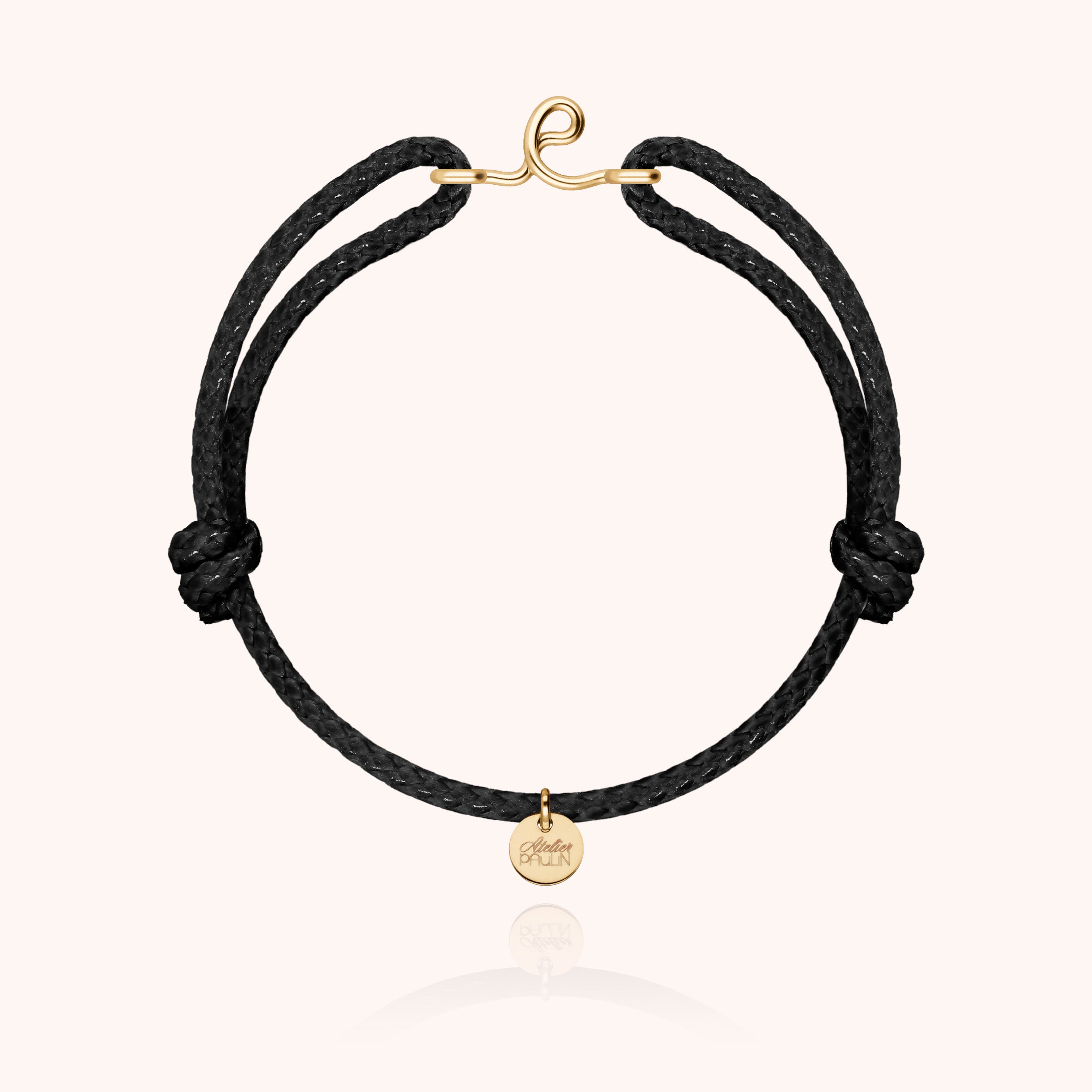 Bracelet Cordon Ciré Initiale Homme - or jaune laminé