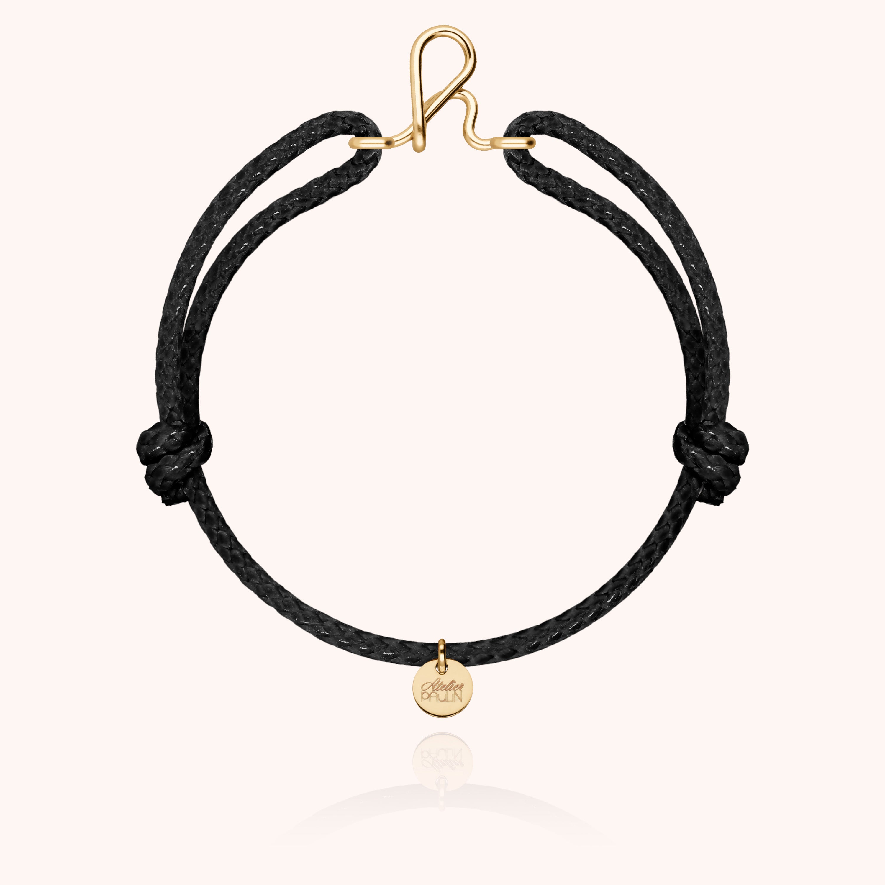 Bracelet Cordon Ciré Initiale Homme - or jaune laminé