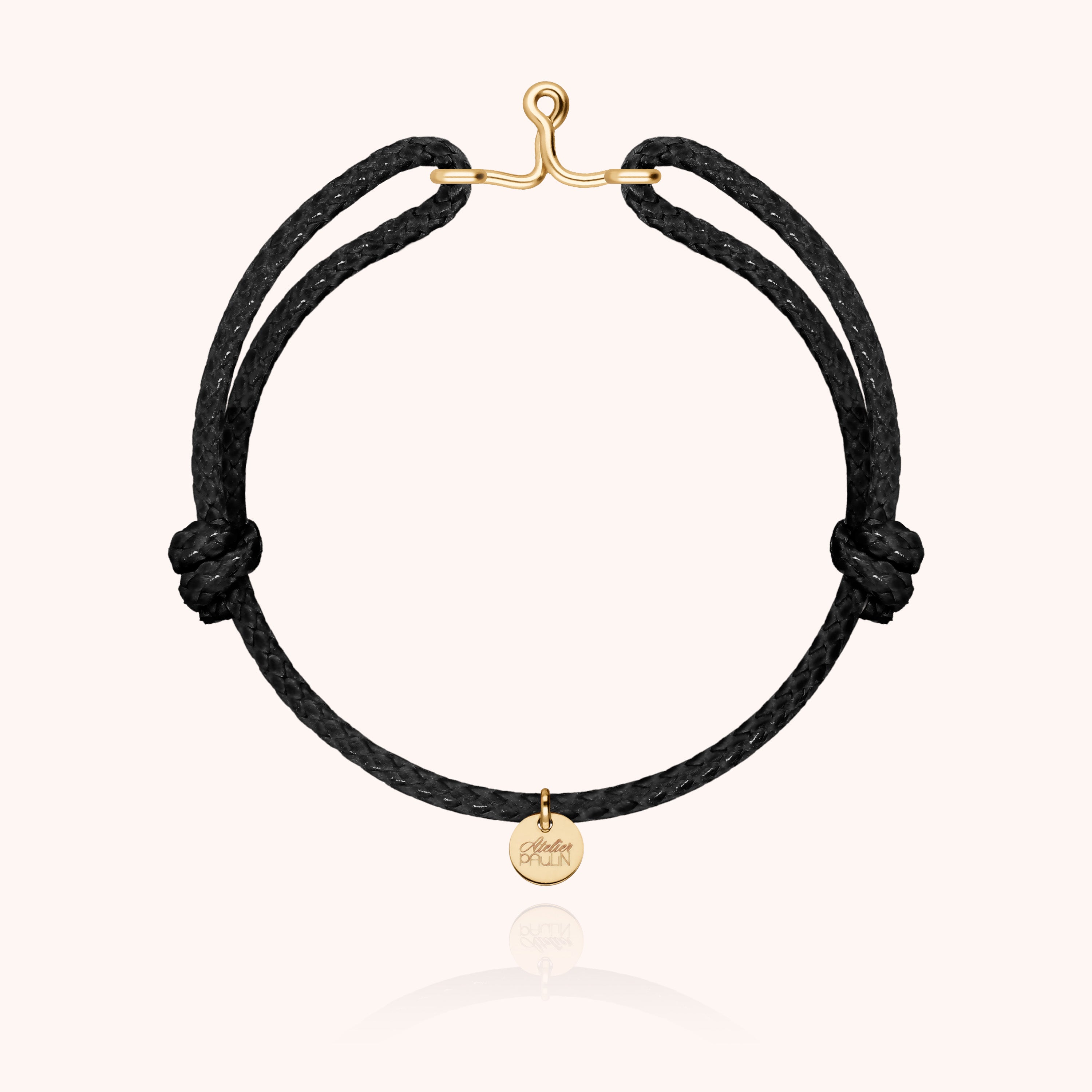 Bracelet Cordon Ciré Initiale Homme - or jaune laminé