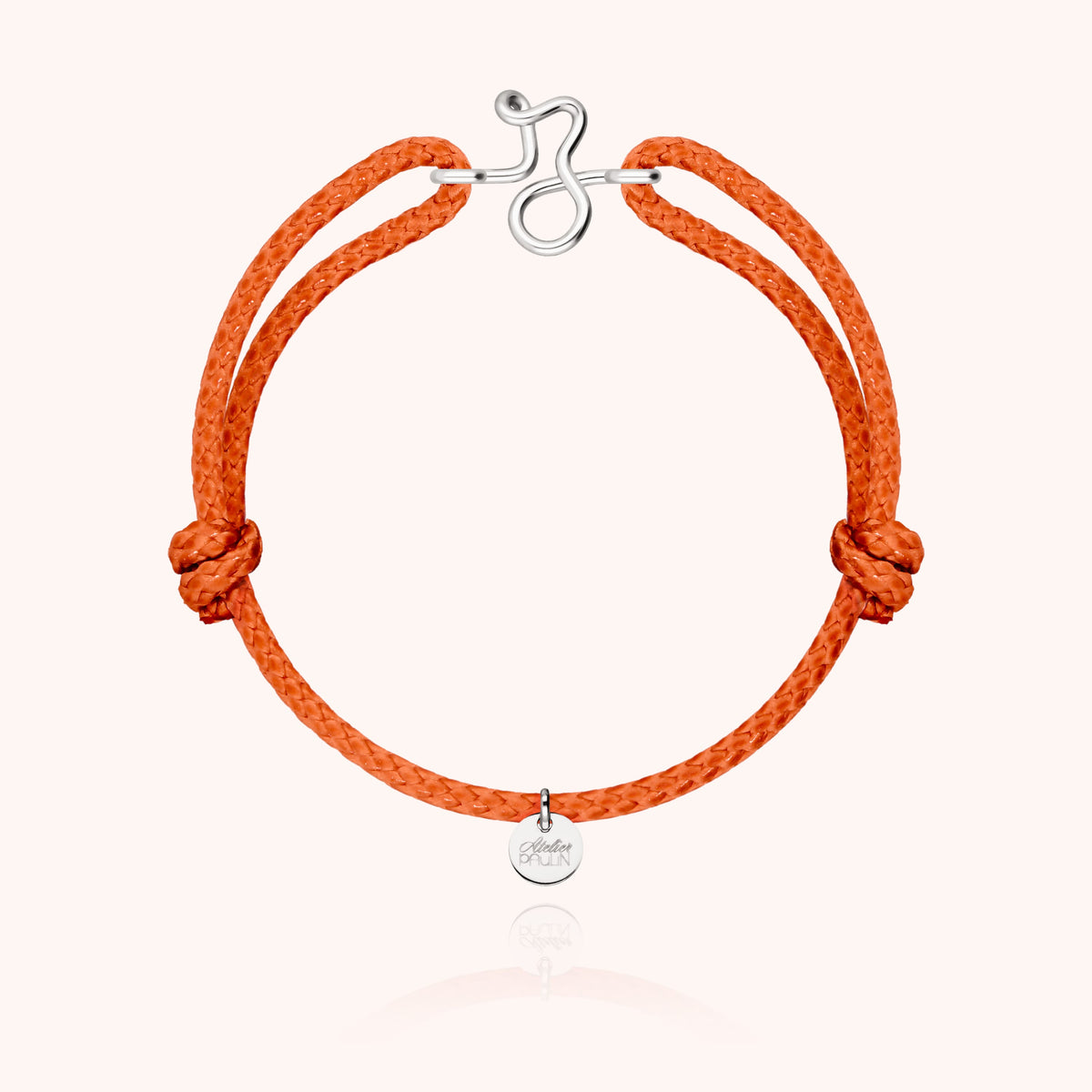 Armband Wachskordel Initiale für Herren „Z" aus 925 Sterlingsilber, orangefarbene Kordel