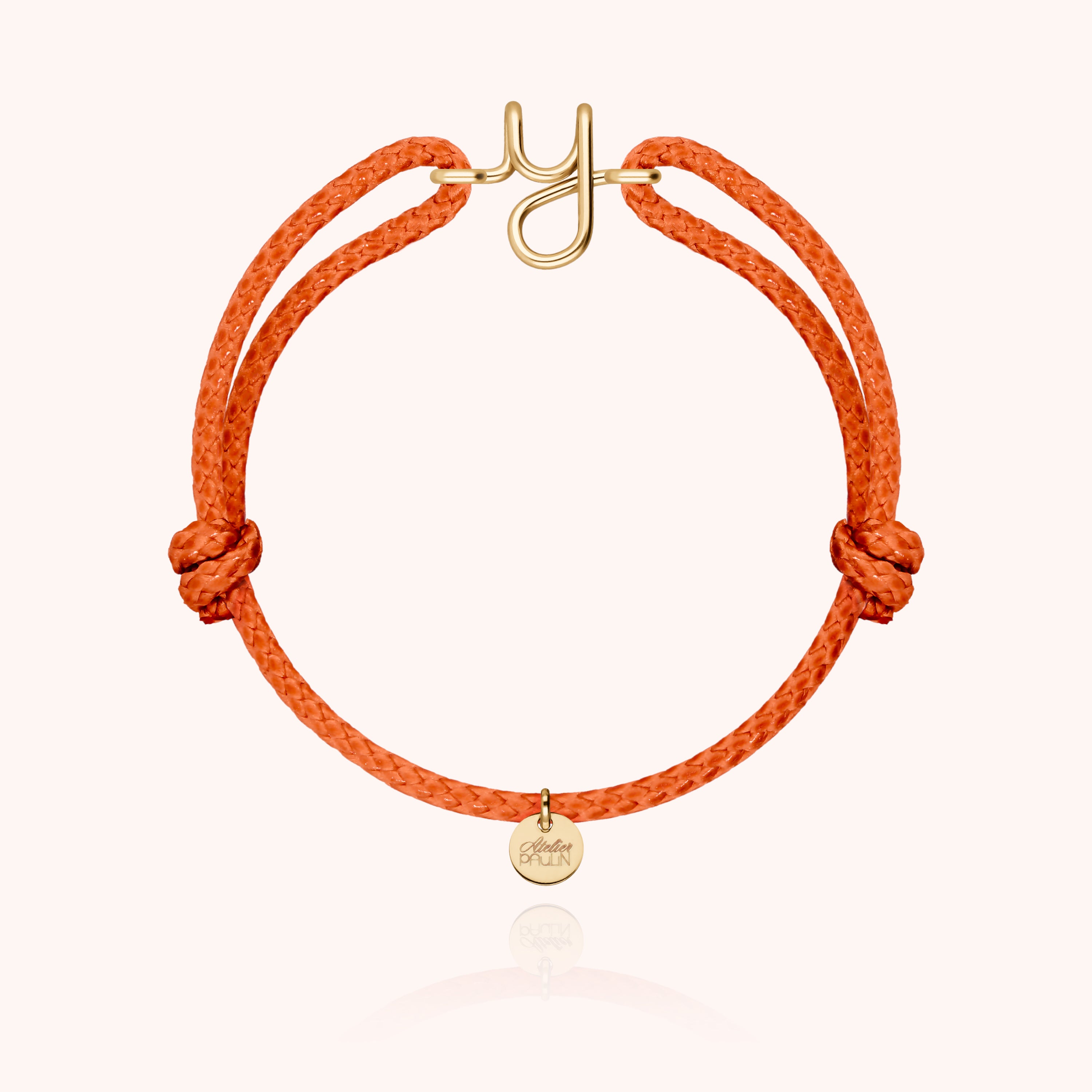 Bracelet Cordon Ciré Initiale Homme - or jaune laminé