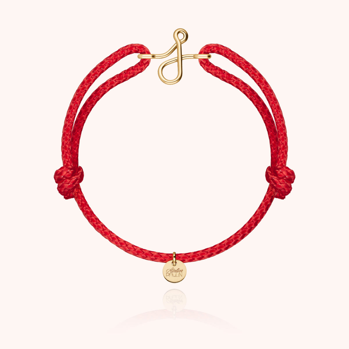 Bracciale Cordino Cerato Iniziale Uomo « J » in filo d'oro giallo laminato 14k, cordino rosso