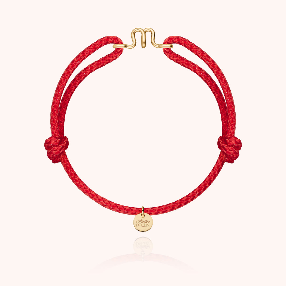 Bracciale Cordino Cerato Iniziale Uomo « N » in filo d'oro giallo laminato 14k, cordino rosso