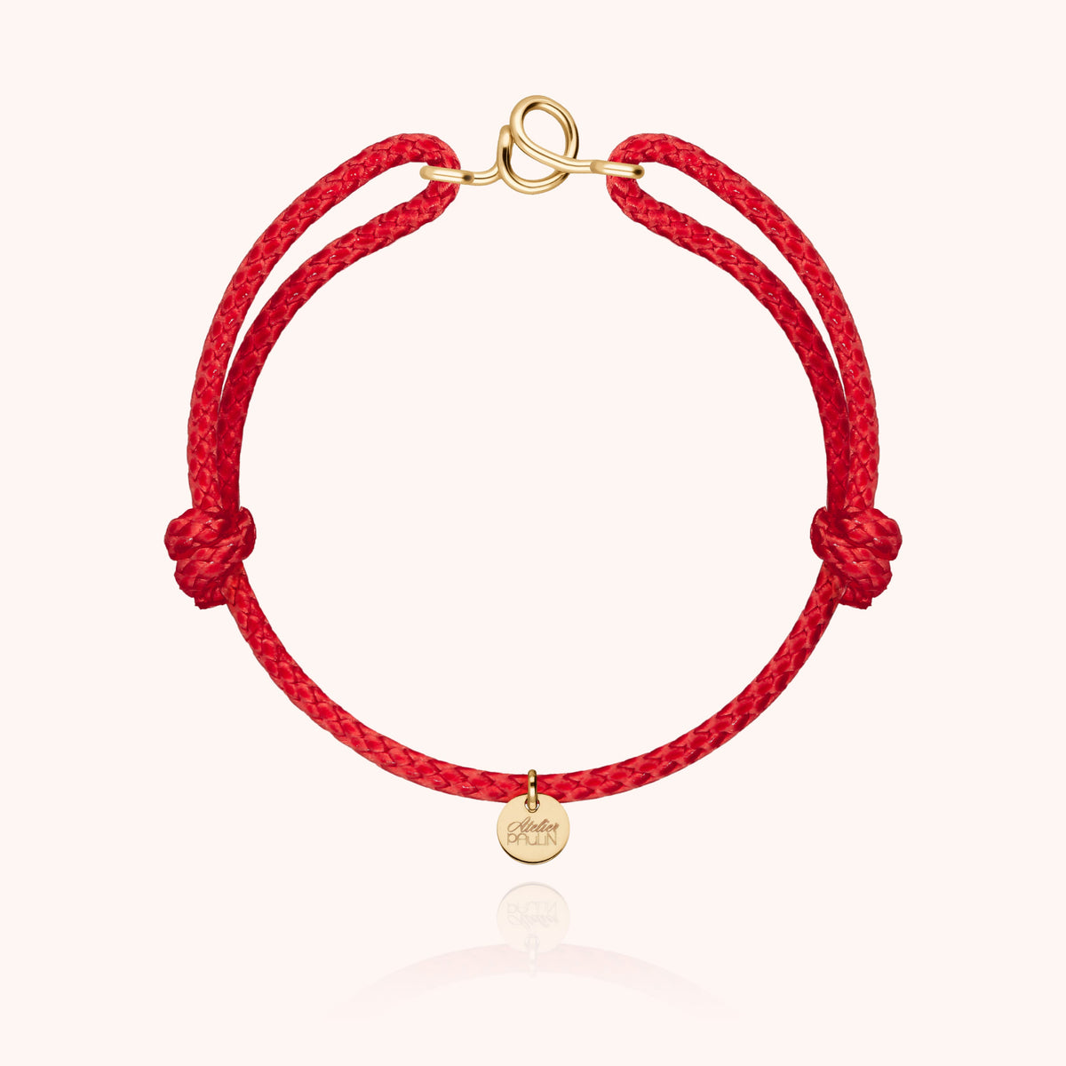Bracciale Cordino Cerato Iniziale Uomo « O » in filo d'oro giallo laminato 14k, cordino rosso