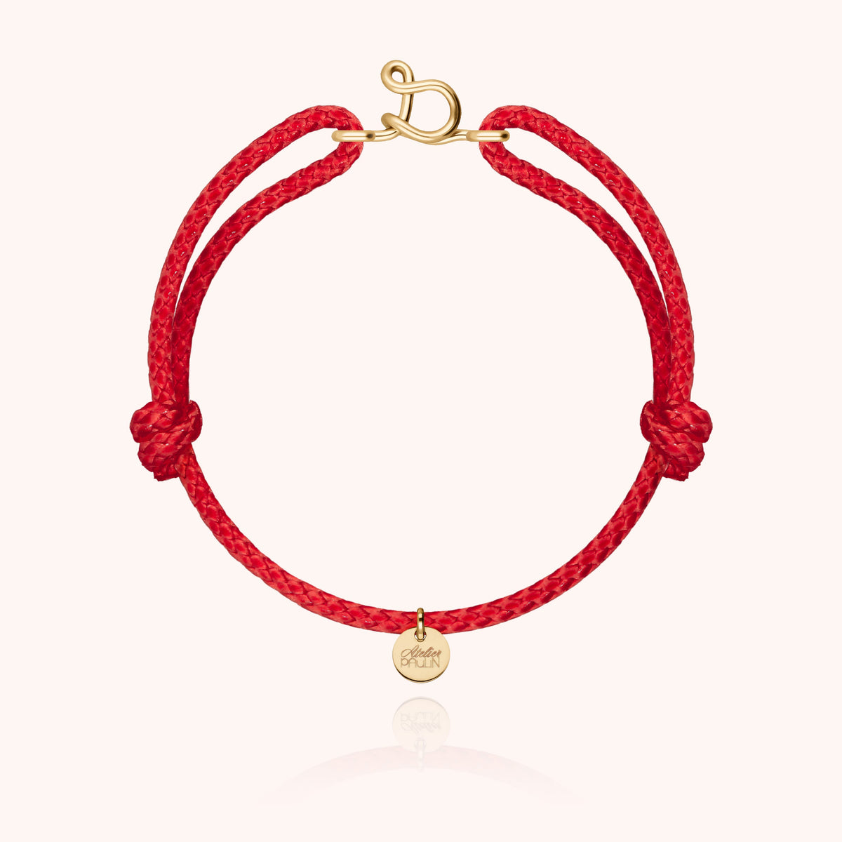 Bracciale Cordino Cerato Iniziale Uomo « S » in filo d'oro giallo laminato 14k, cordino rosso