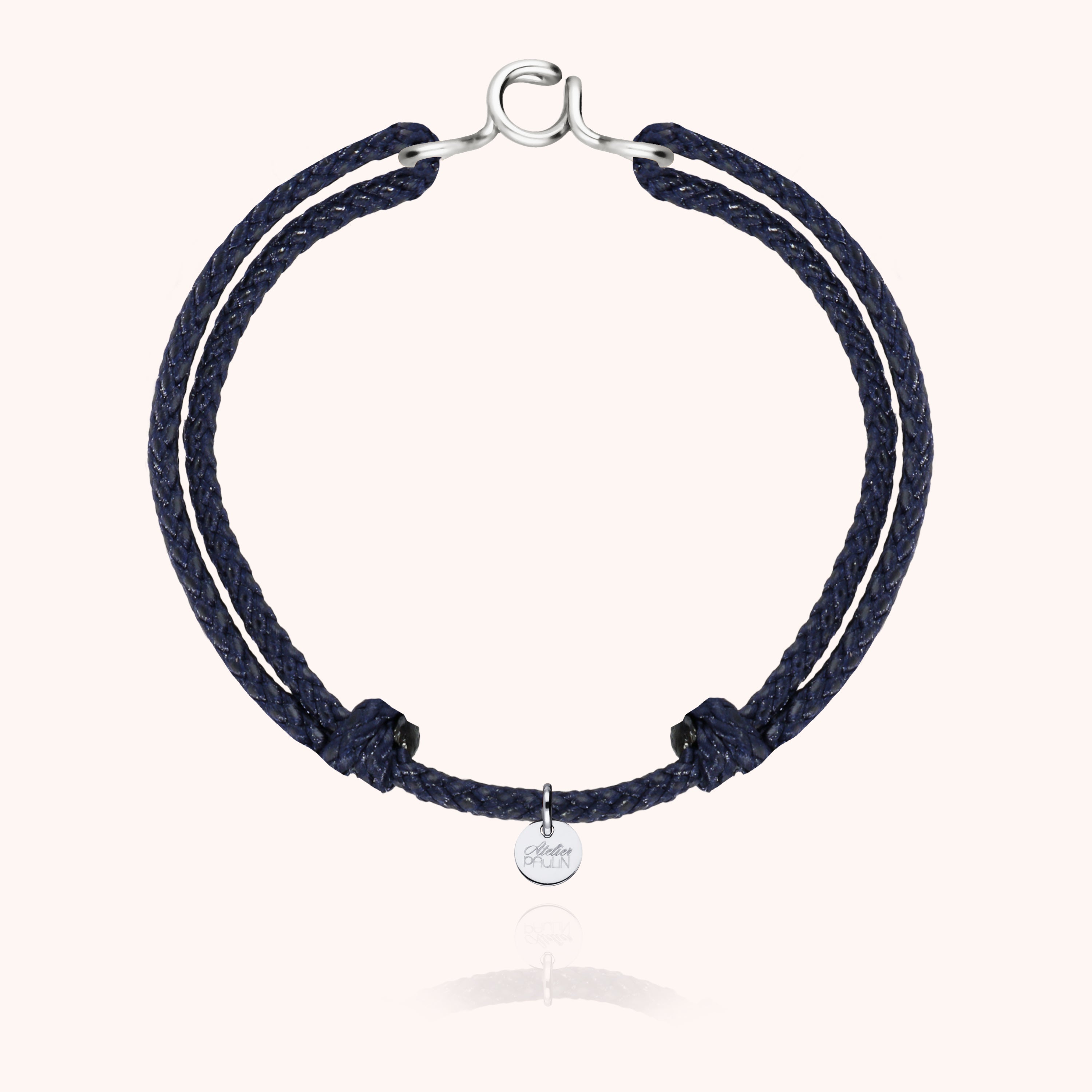 Bracelet Cordon Ciré Initiale Homme en argent sterling 925 — bijou artisanal fait main