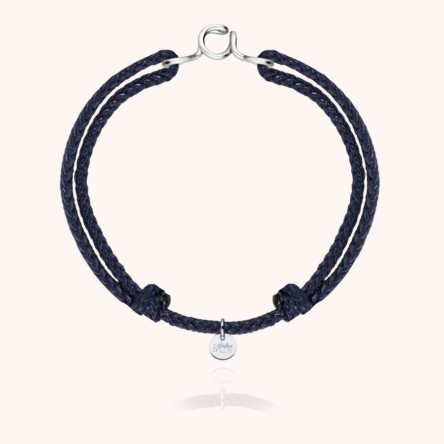 Bracelet Cordon Ciré Initiale Homme en argent sterling 925 — bijou artisanal fait main