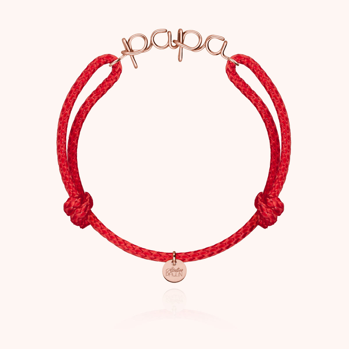 Waxed Cord Bracelet Papa in 14k rose gold-filled wire