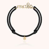 Personalized Waxed Cord Bracelet for Men - Yellow 14k gold-filled