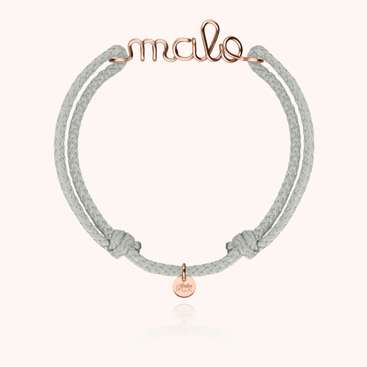 Bracelet Cordon Ciré Personnalisé Homme en or rose laminé — fabriqué à la main à Paris