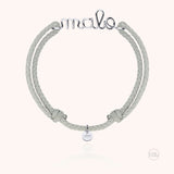 Personalized Wax Cord Bracelet for Men - White 18k gold
