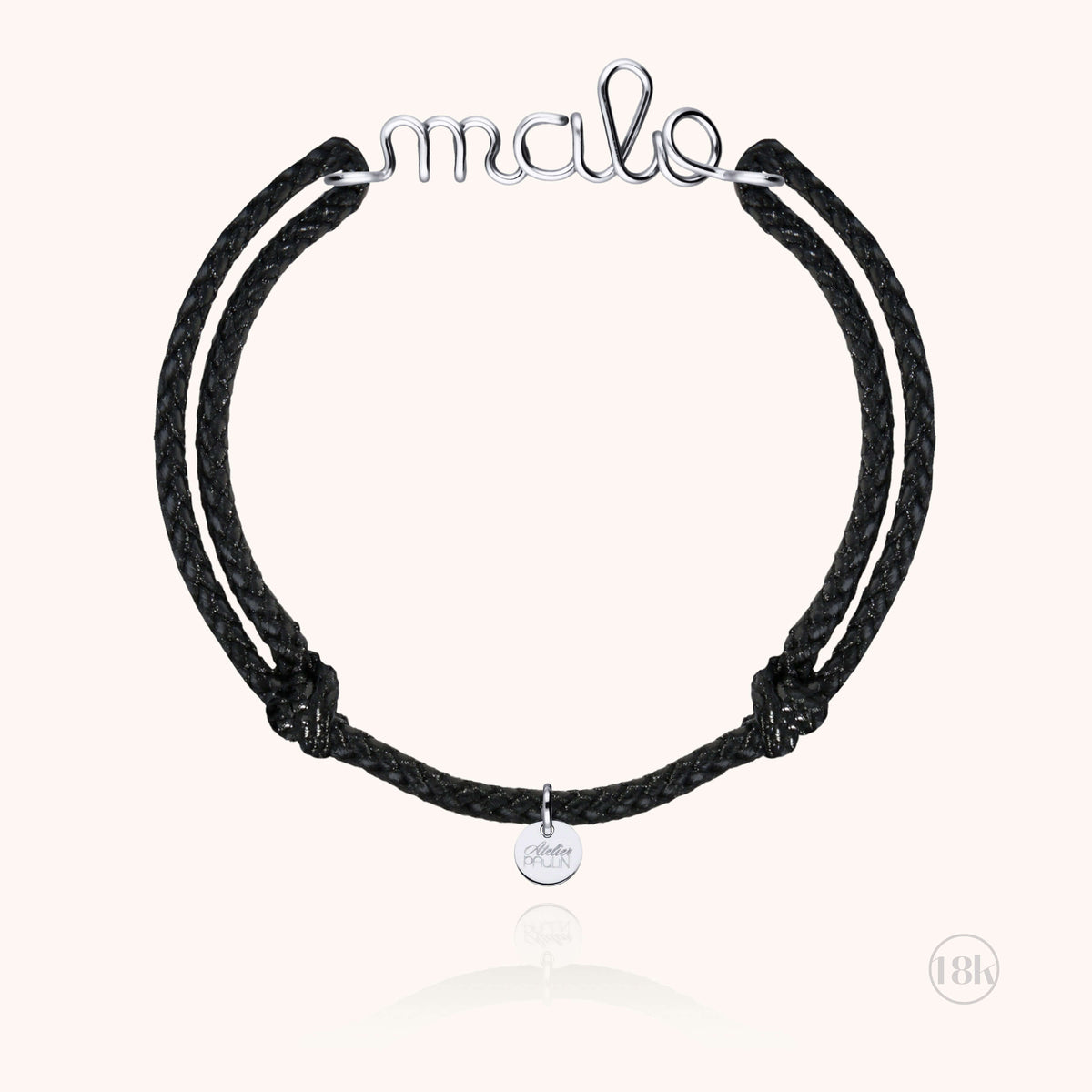 Bracelet Cordon Ciré Personnalisé Homme en or blanc 18K — garantie à vie Atelier Paulin