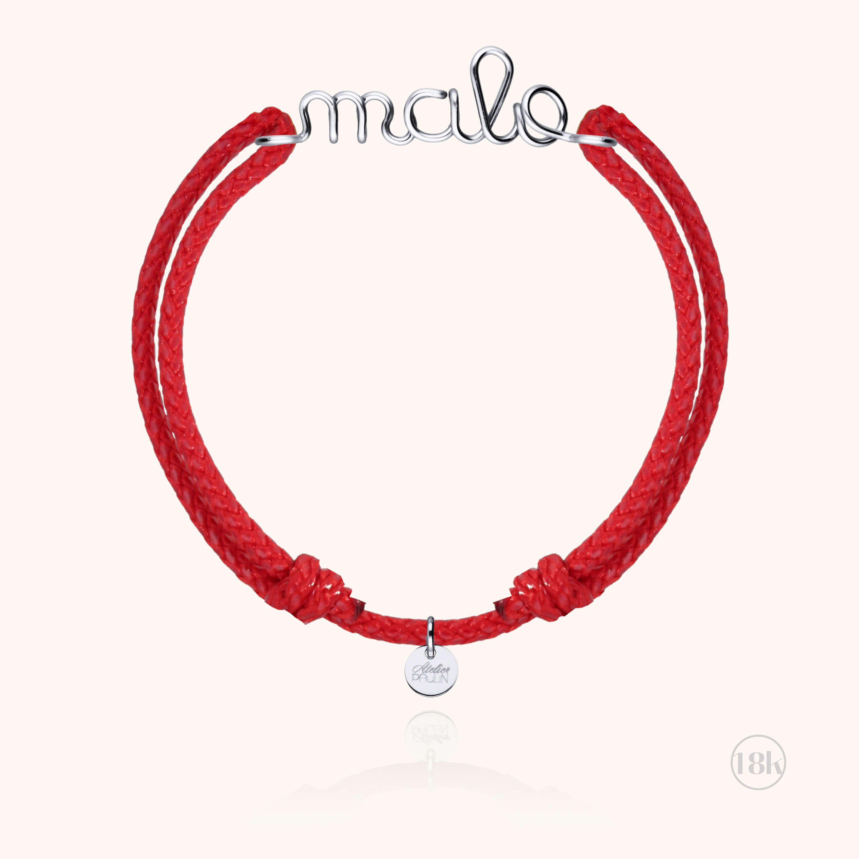 Bracelet Cordon Ciré Personnalisé Homme en or blanc 18K — expédition sécurisée Paris