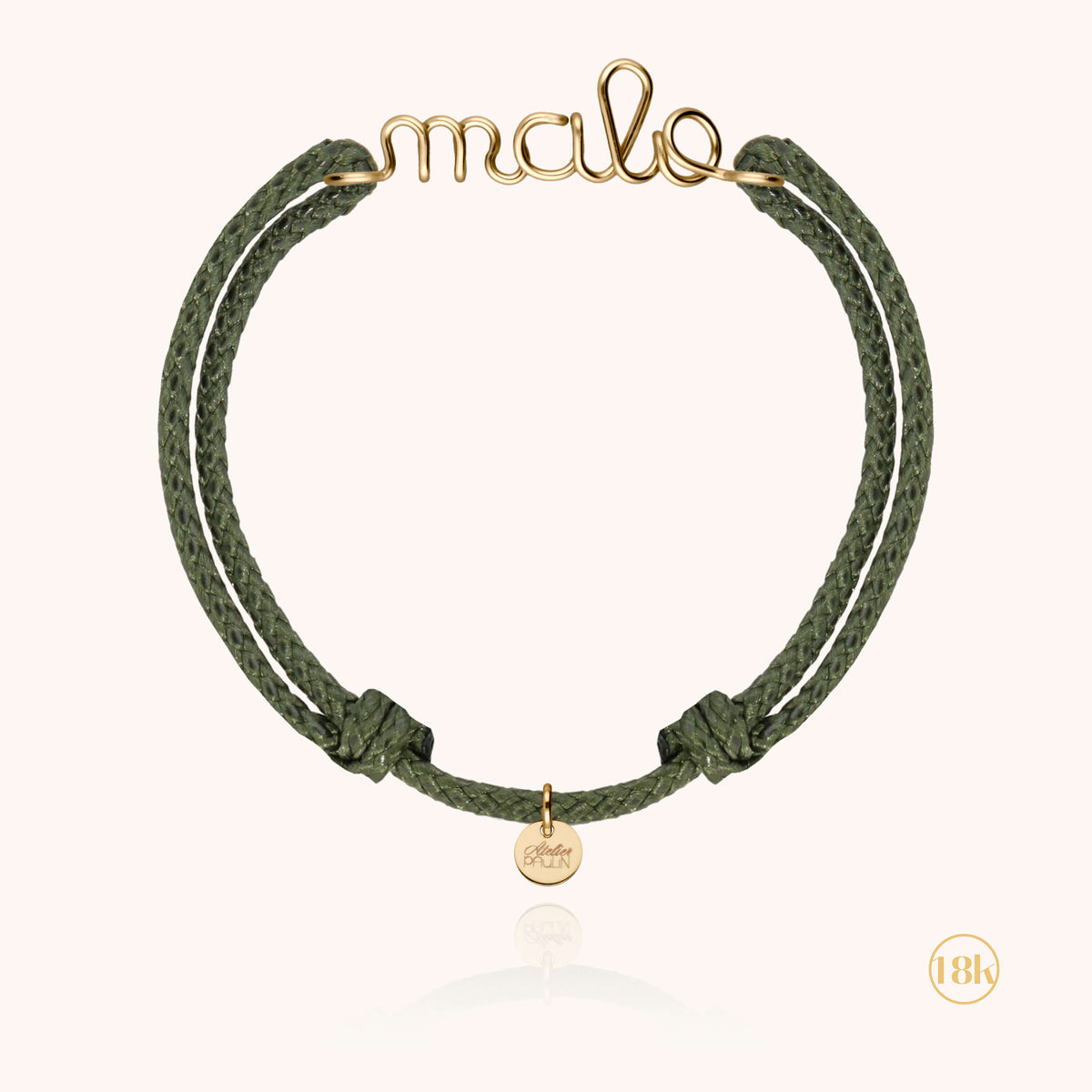 Bracelet Cordon Ciré Personnalisé Homme porté au poignet — or jaune 18K livraison soigneuse garantie