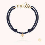 Personalized Wax Cord Bracelet for Men - Yellow 18k gold