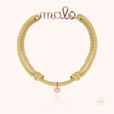 Personalized Wax Cord Bracelet for Men - Rose 18k gold