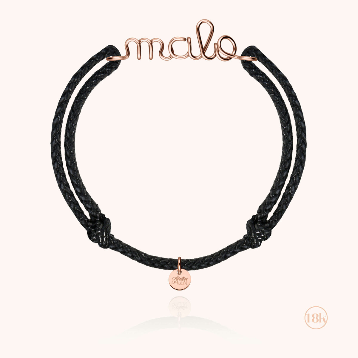 Bracciale Cordino Cerato Personalizzato Uomo in filo d'oro rosa 18kt