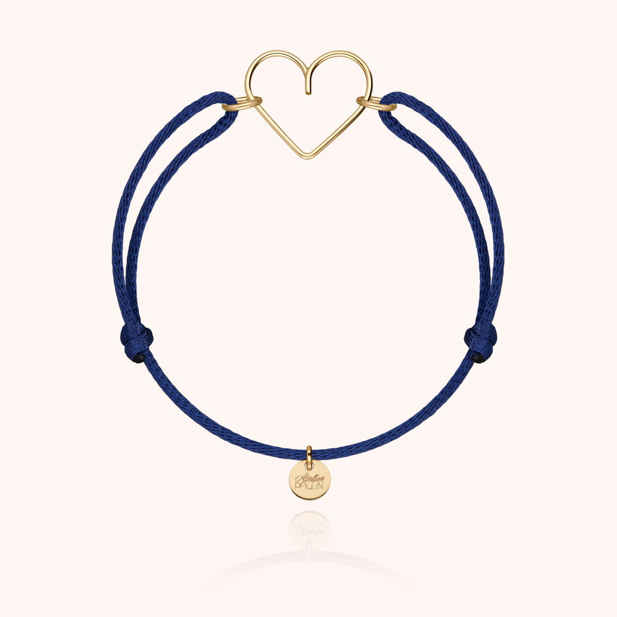 Bracciale Cordino Cuore in filo d'oro giallo laminato 14k