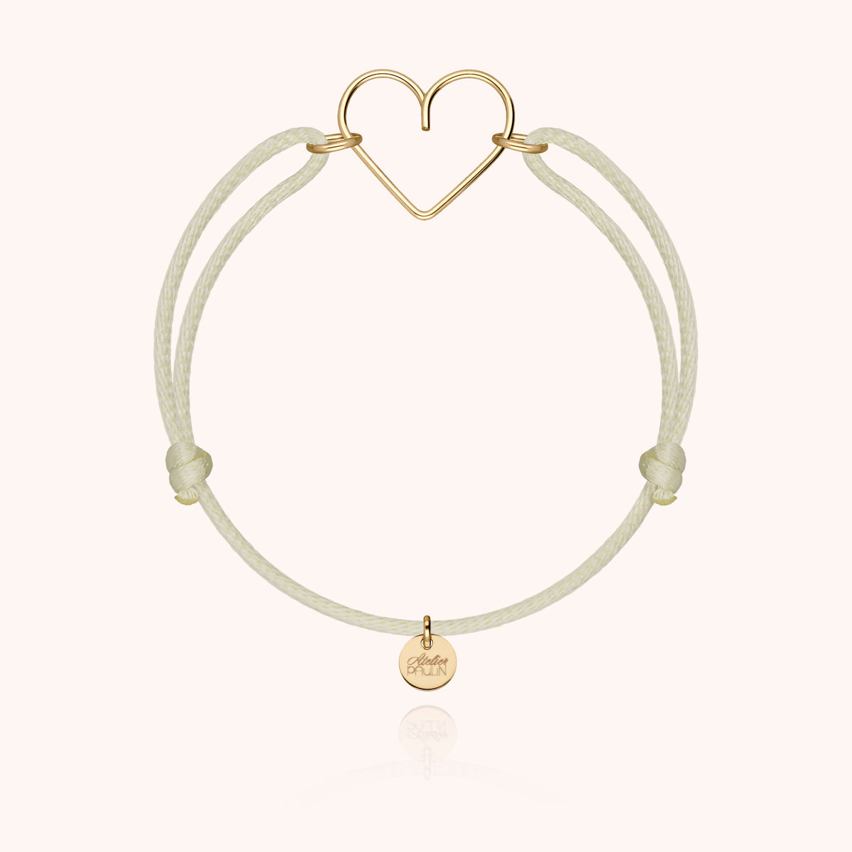 Bracciale Cordino Cuore in filo d'oro giallo laminato 14k