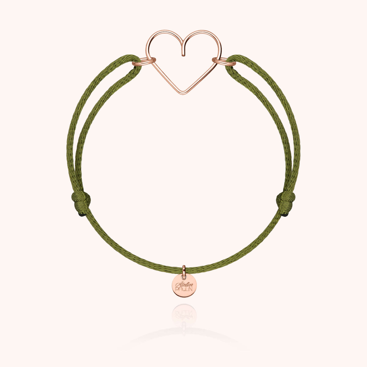 Bracciale Cordino Cuore in filo d'oro rosa laminato 14k nel suo cofanetto Atelier Paulin