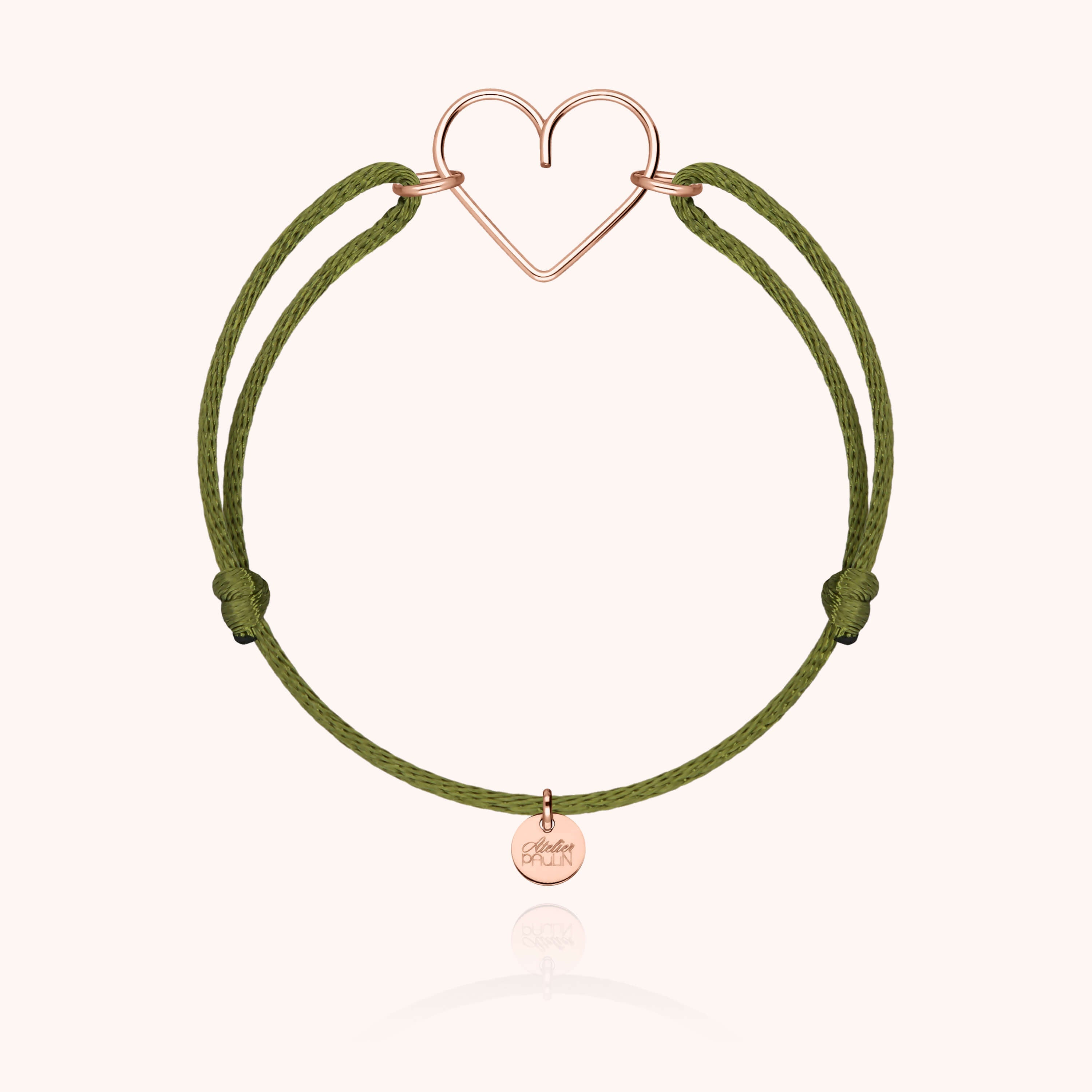 Écrin Atelier Paulin avec bracelet cordon coeur or rose