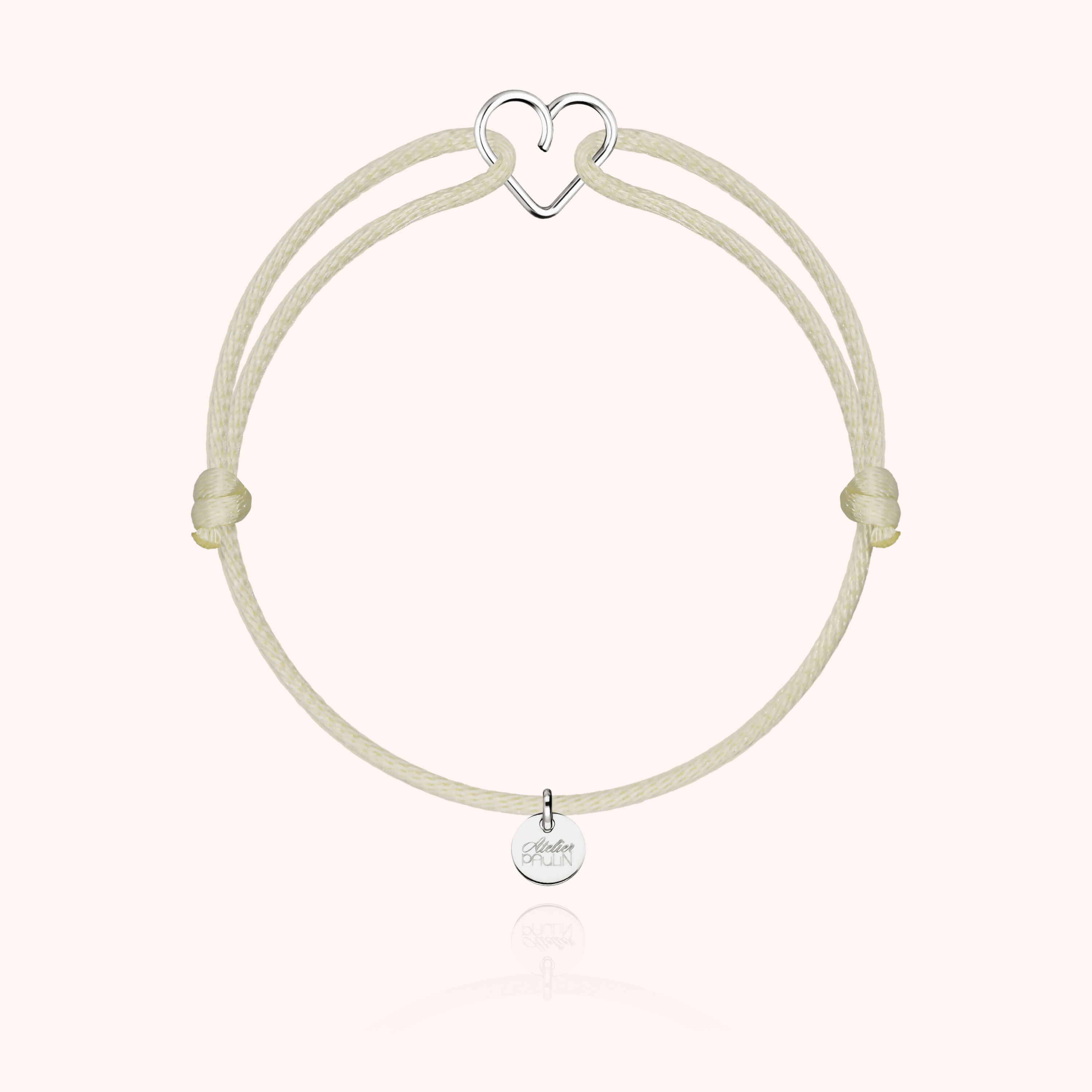 Mini Heart Cord Bracelet - silver