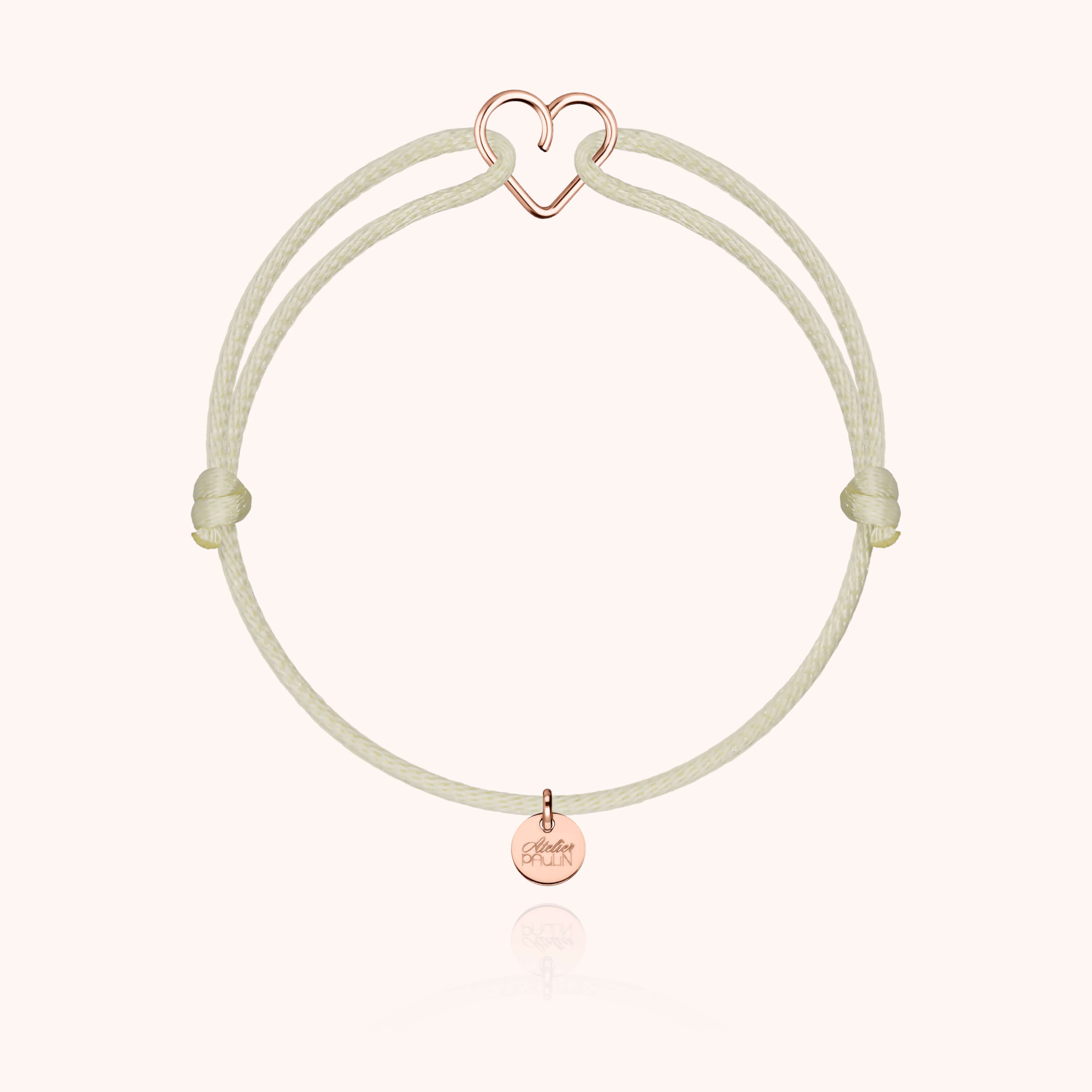 Bracelet Cordon Mini Coeur - or rose laminé