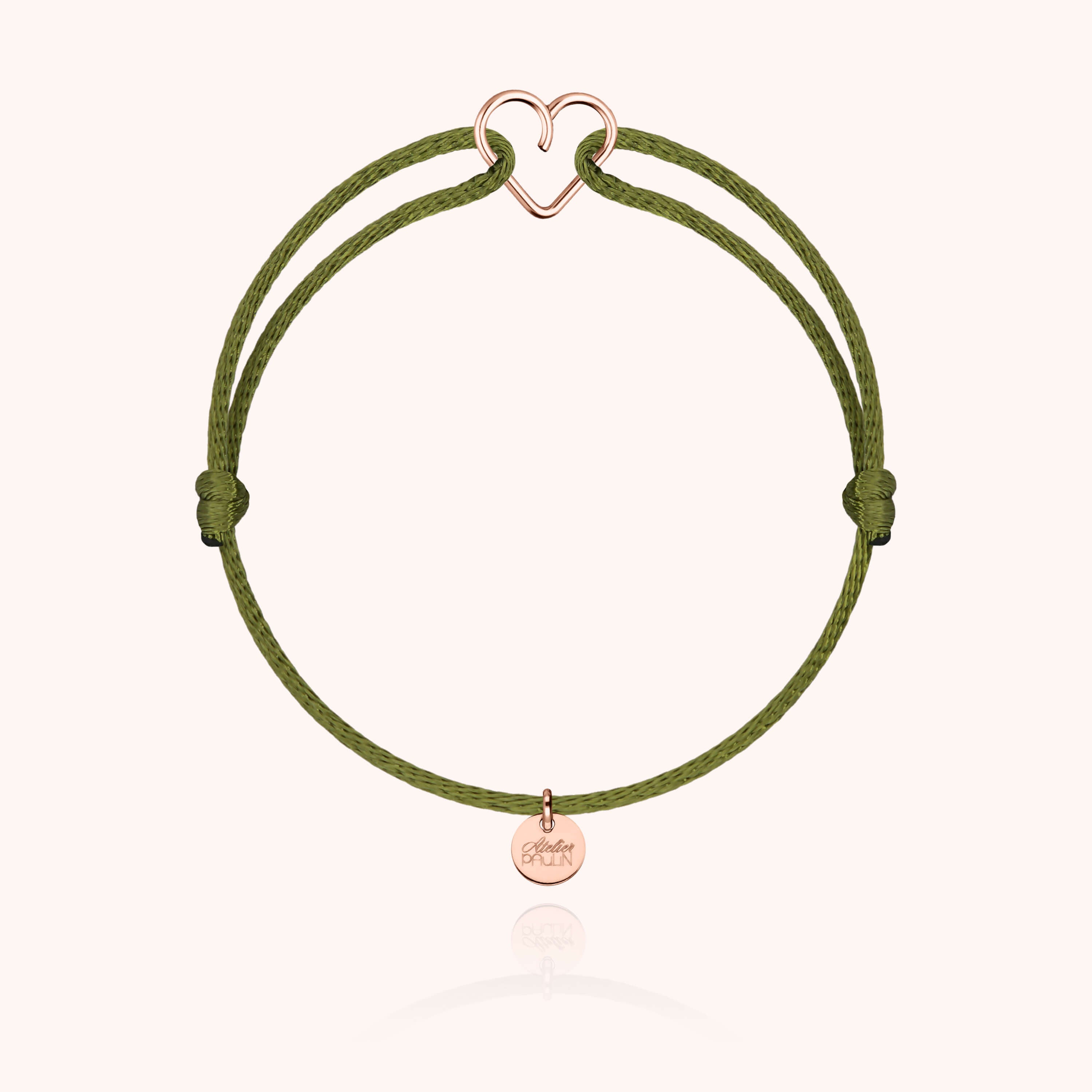 Bracelet Cordon Mini Coeur - or rose 750/1000