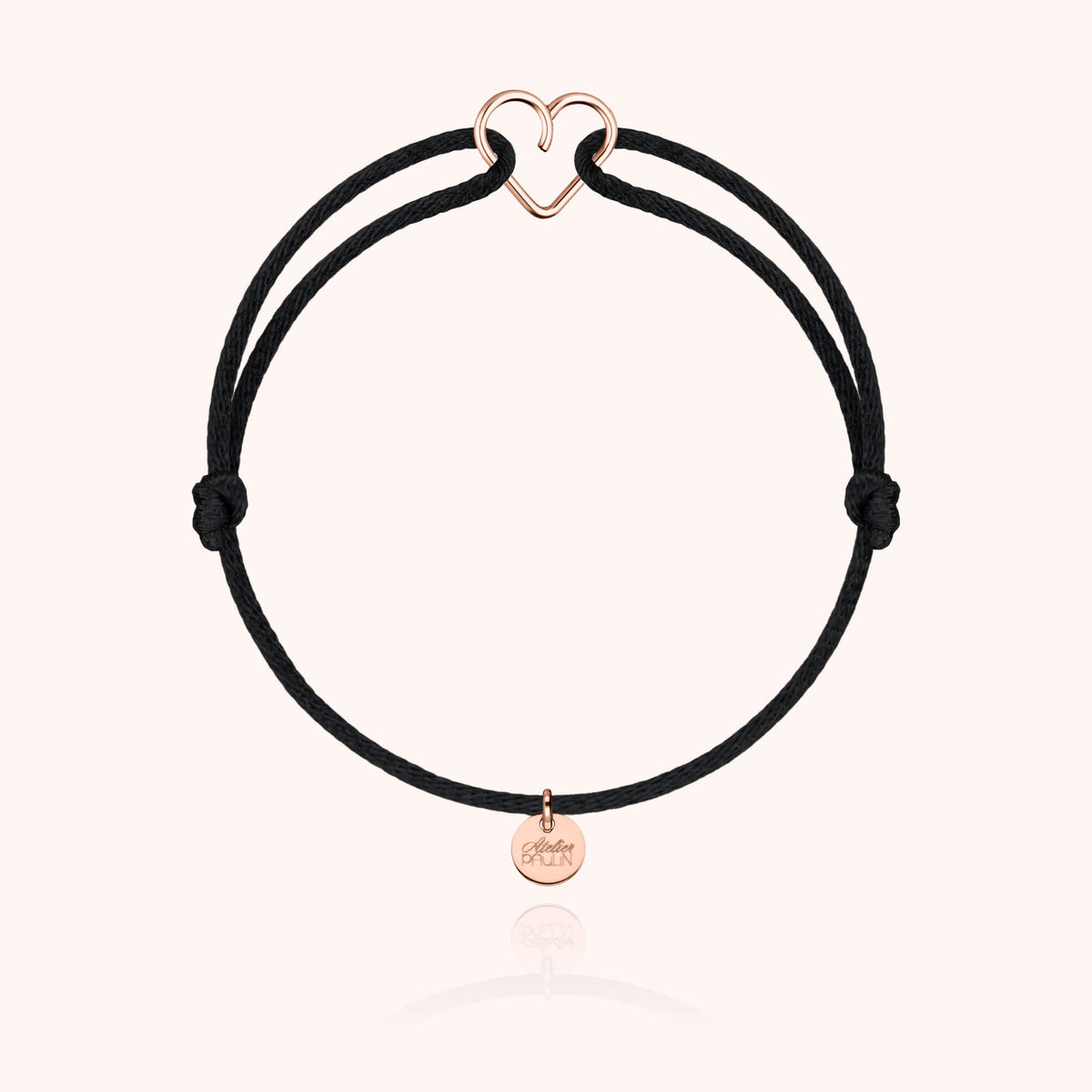 Armband Kordel Mini Herz am Handgelenk getragen — Roségoldfilled schneller und sicherer Versand