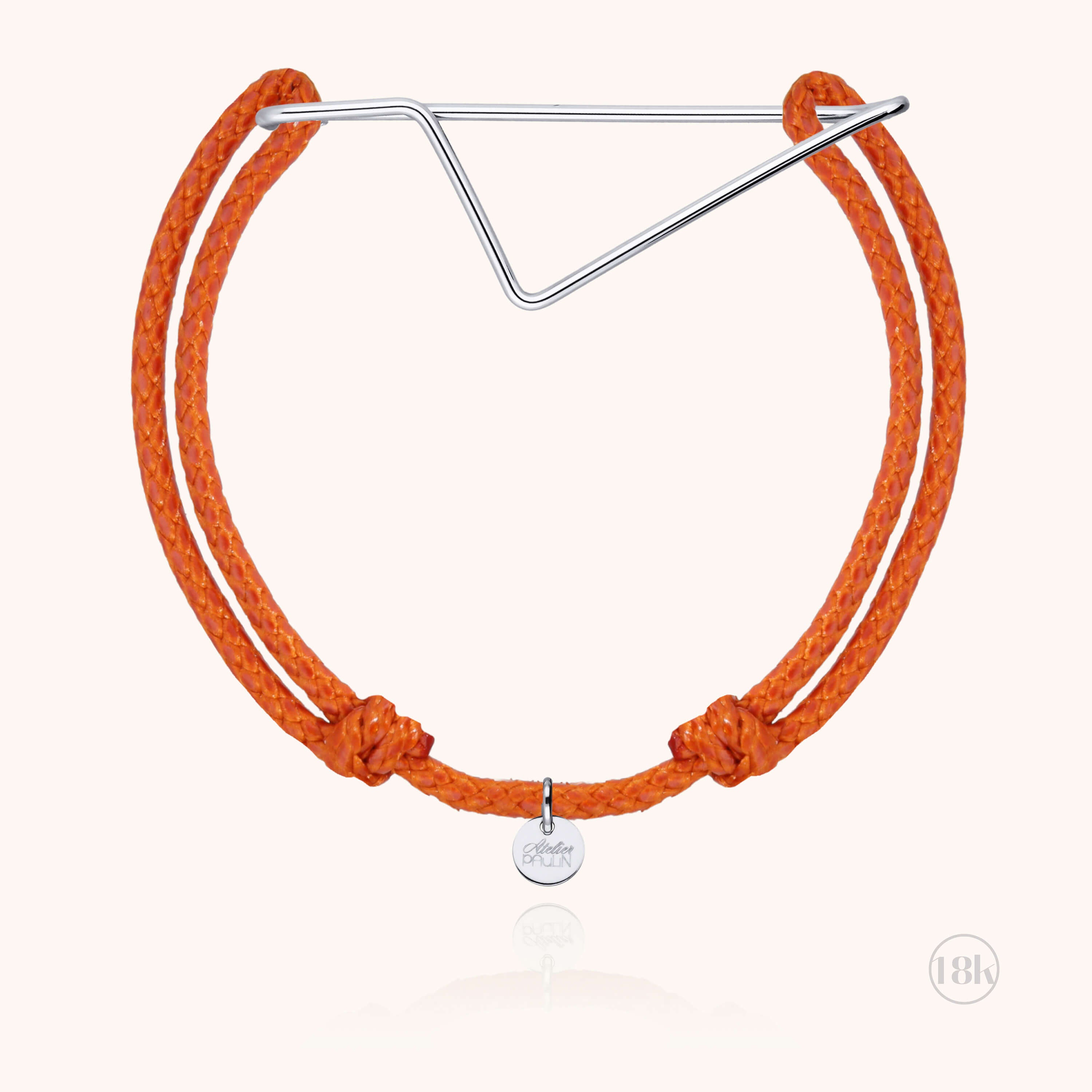 Bracelet cordon homme avec pendentif île de beauté en or blanc