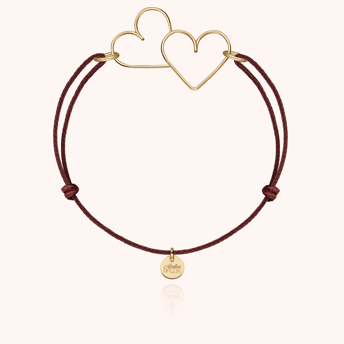 Kordelarmband Donne Moi Ton Coeur am Handgelenk getragen — Gelbes Goldfilled sichere Expresslieferung