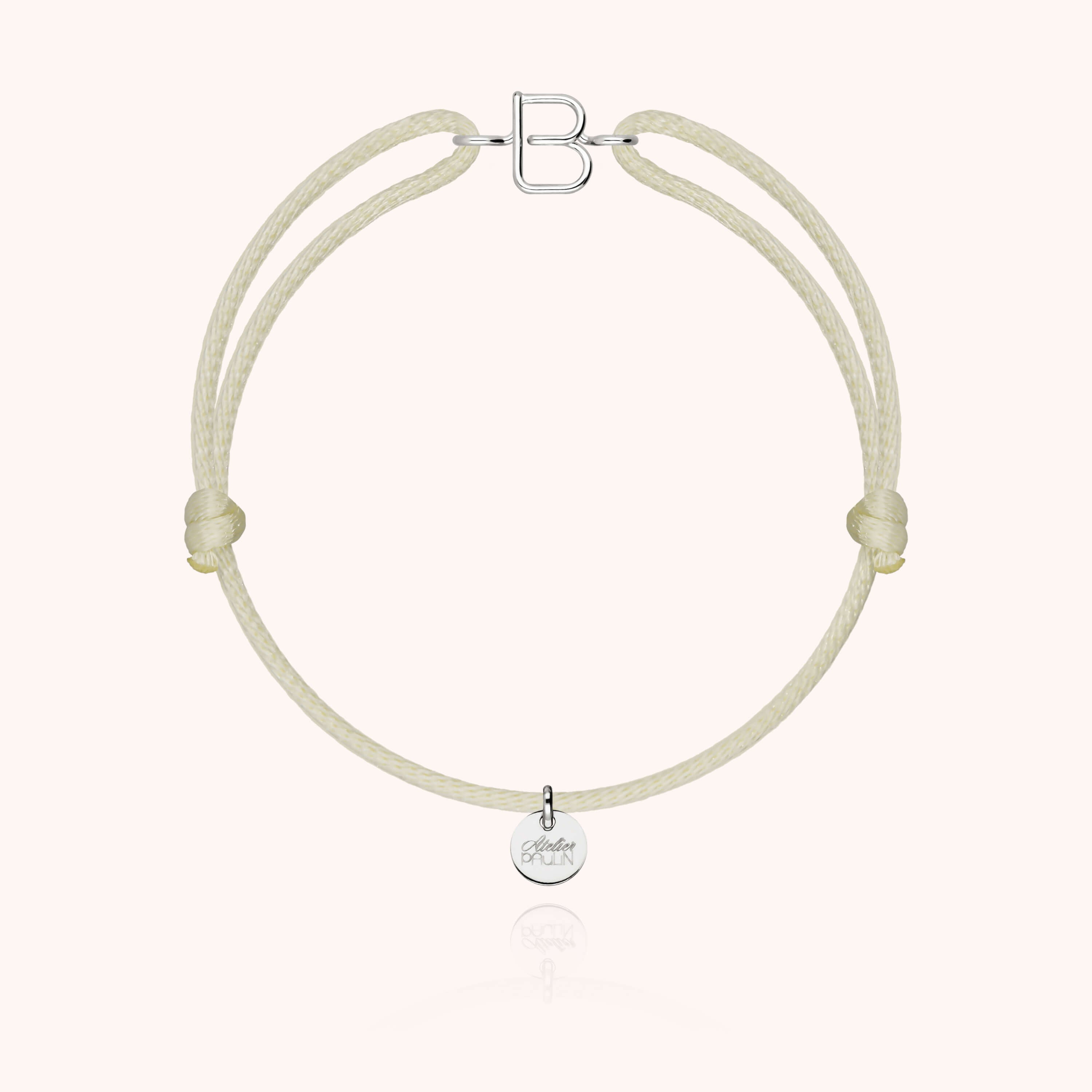 Bracciale con Cordino Iniziale - oro bianco 18 carati