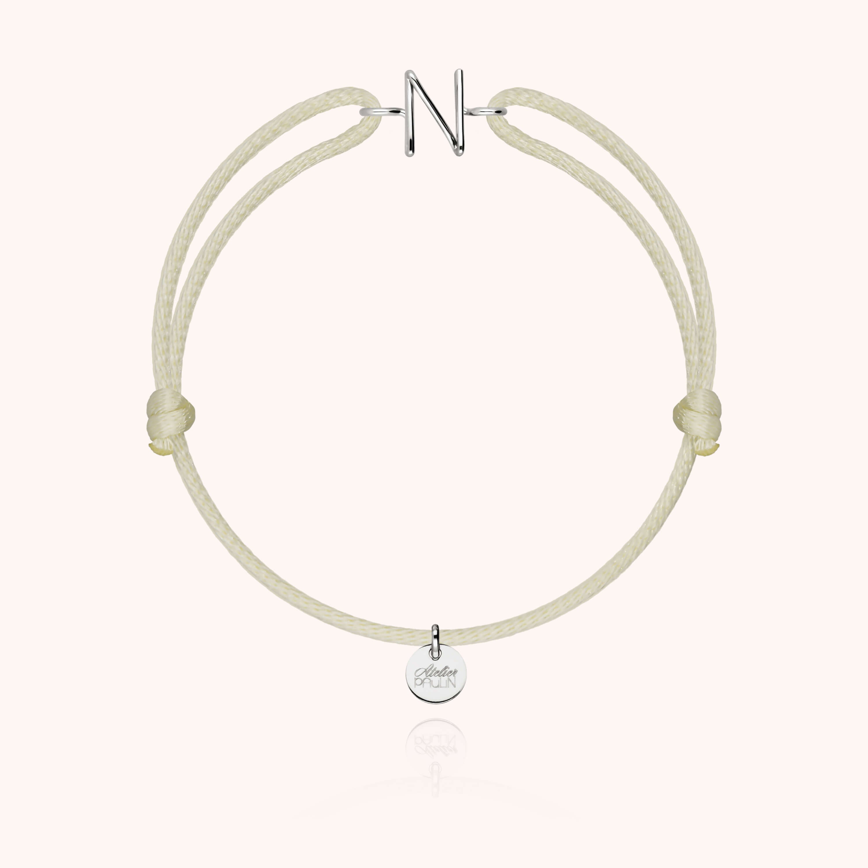 Bracciale con Cordino Iniziale - oro bianco 18 carati