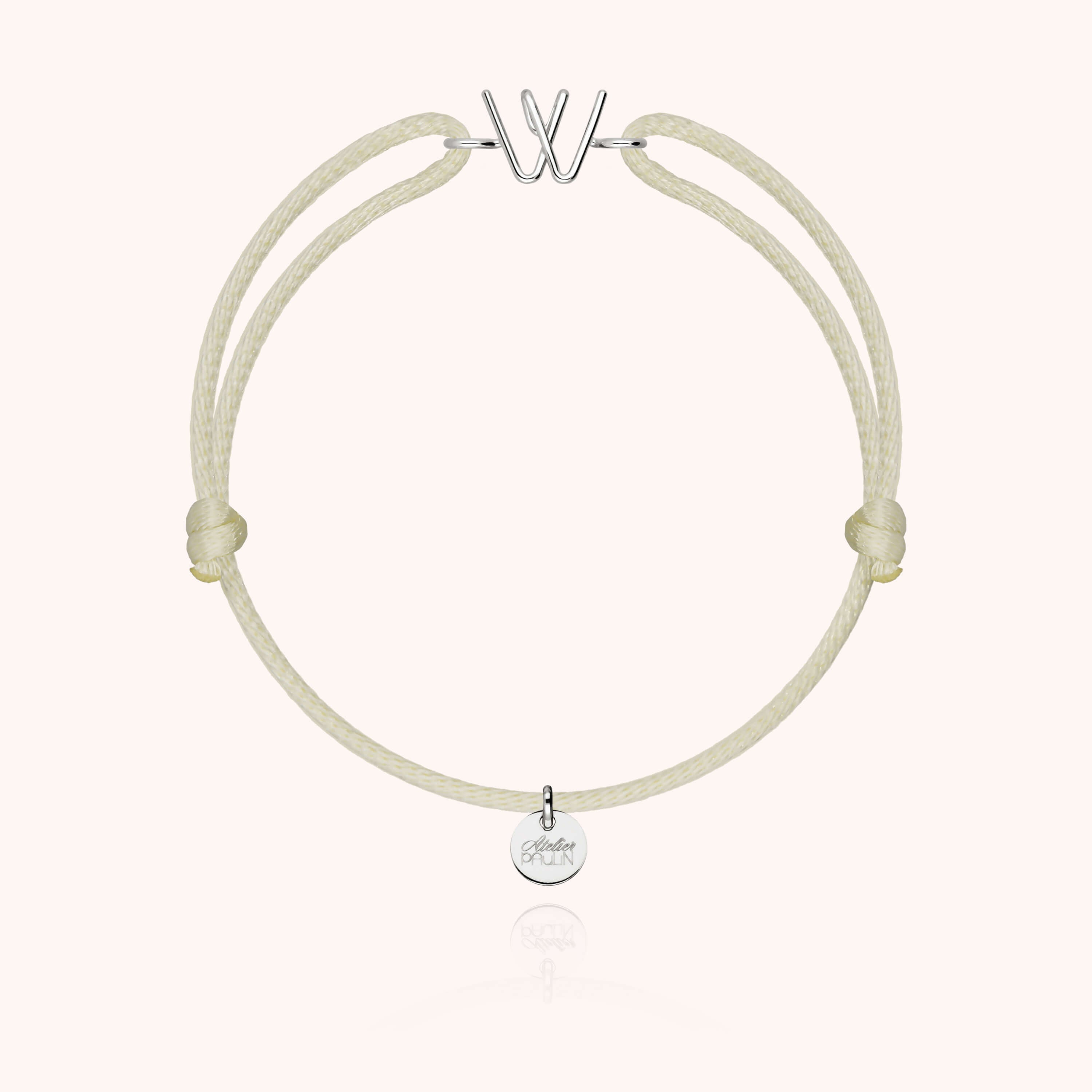 Bracciale con Cordino Iniziale - oro bianco 18 carati