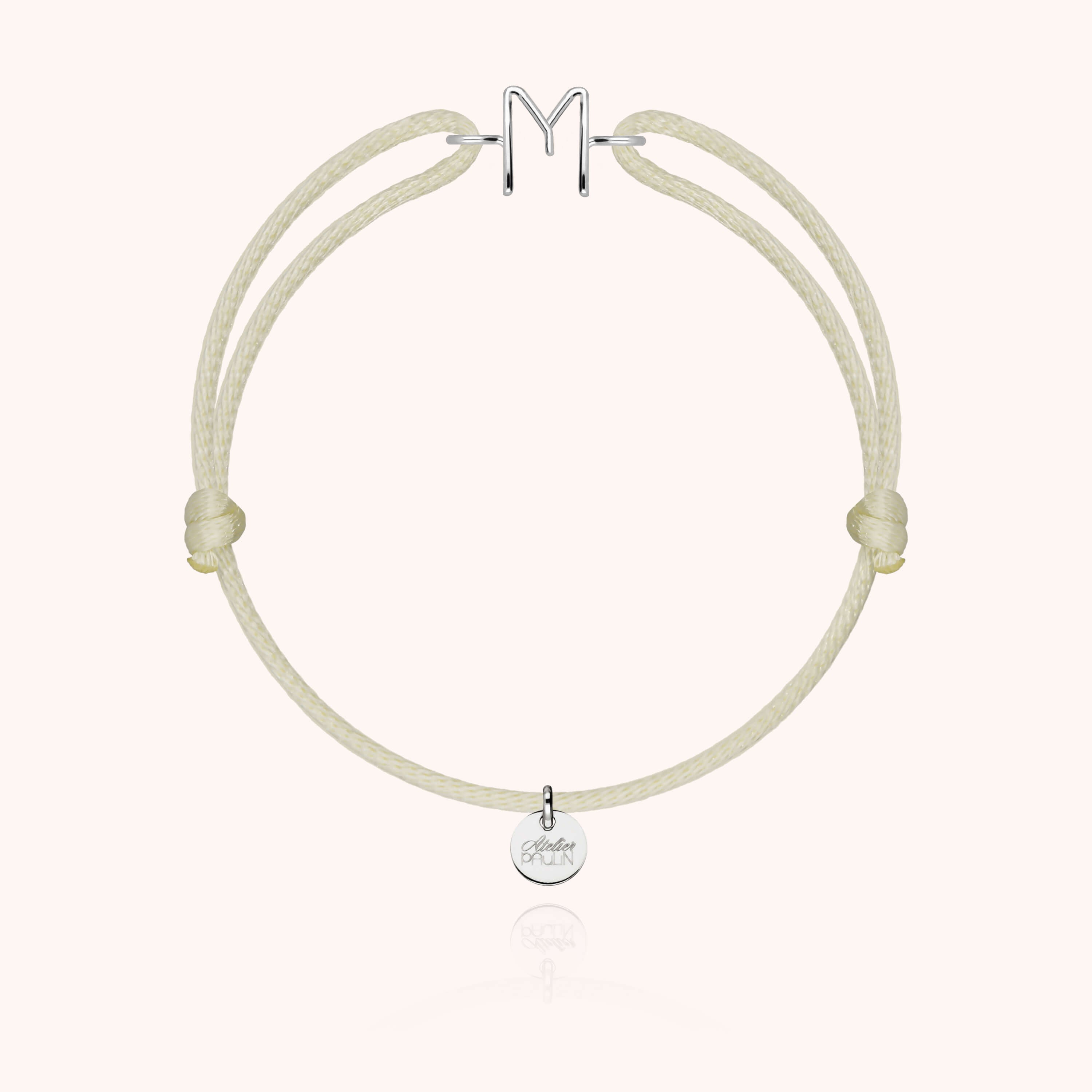 Bracelet Cordon Initiale - or blanc 750/1000