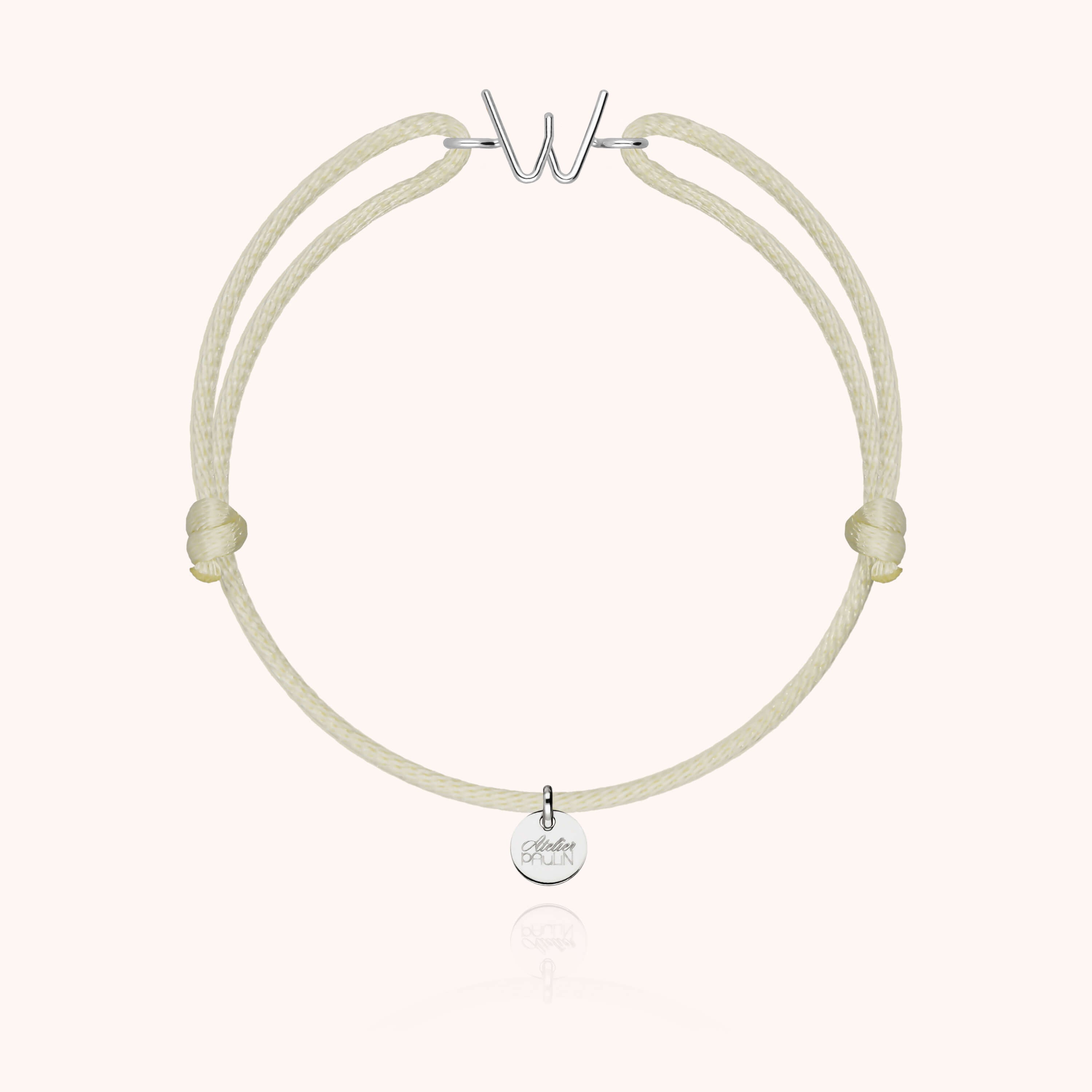 Bracelet Cordon Initiale - or blanc 750/1000
