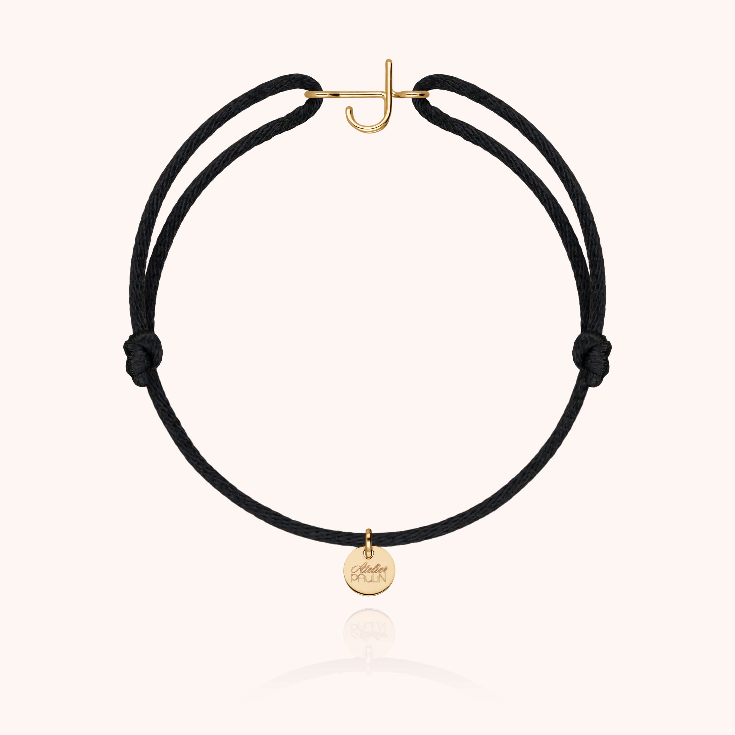 Bracelet Cordon Capitale Initiale en or jaune 18K — bracelet personnalisable Atelier Paulin