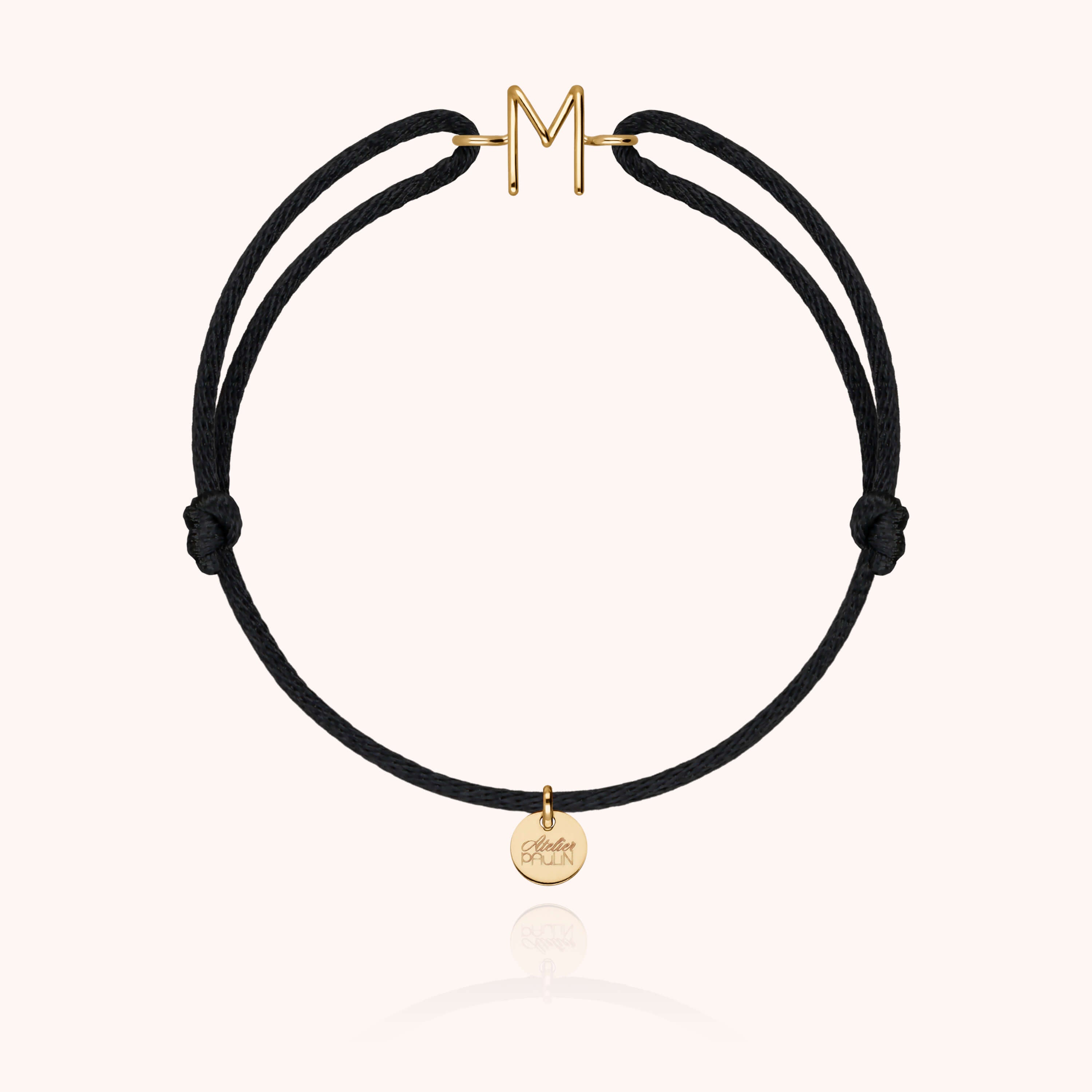 Bracelet Cordon Capitale Initiale en or jaune 18K — bracelet personnalisable Atelier Paulin