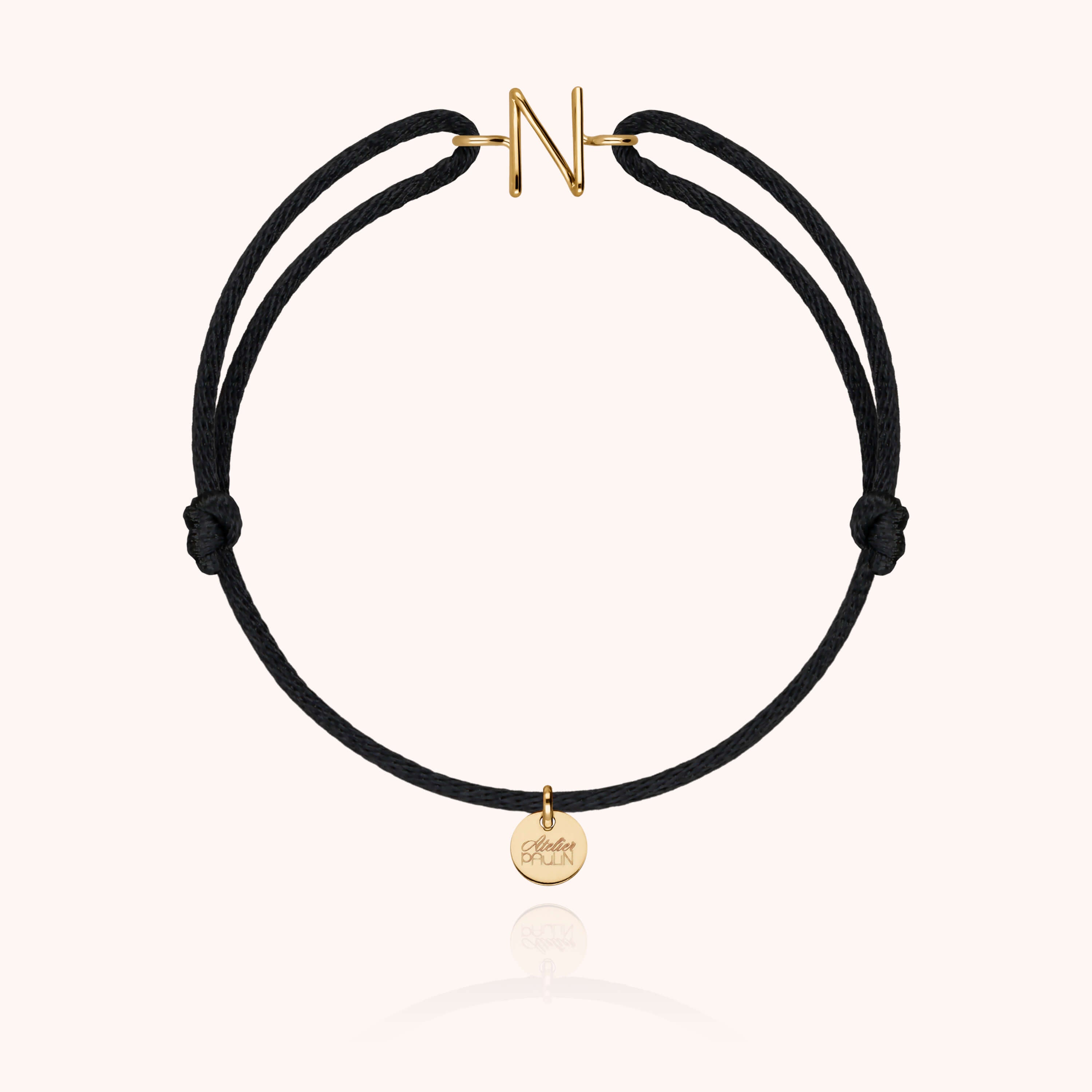 Initial Cord Bracelet - 18k yellow gold