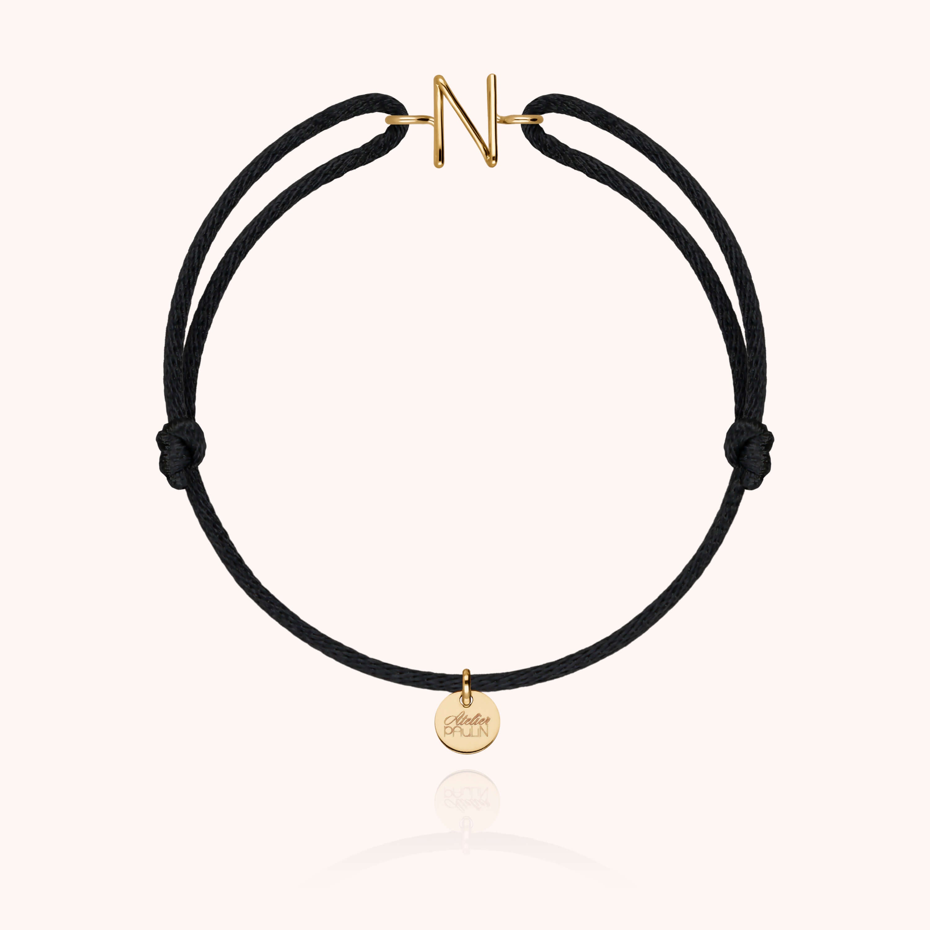 Bracelet Cordon Capitale Initiale en or jaune 18K — bracelet personnalisable Atelier Paulin