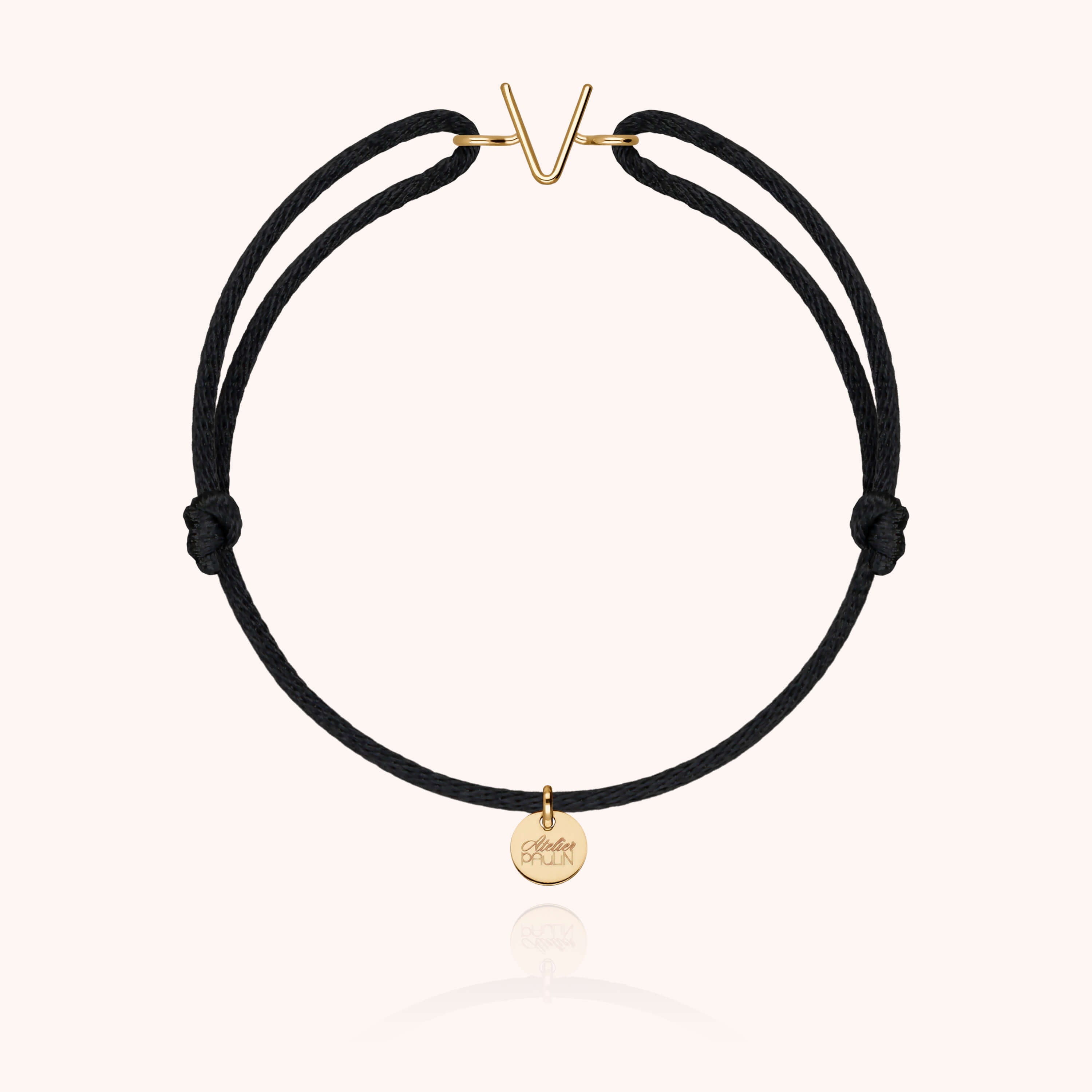Bracelet Cordon Capitale Initiale en or jaune 18K — bracelet personnalisable Atelier Paulin