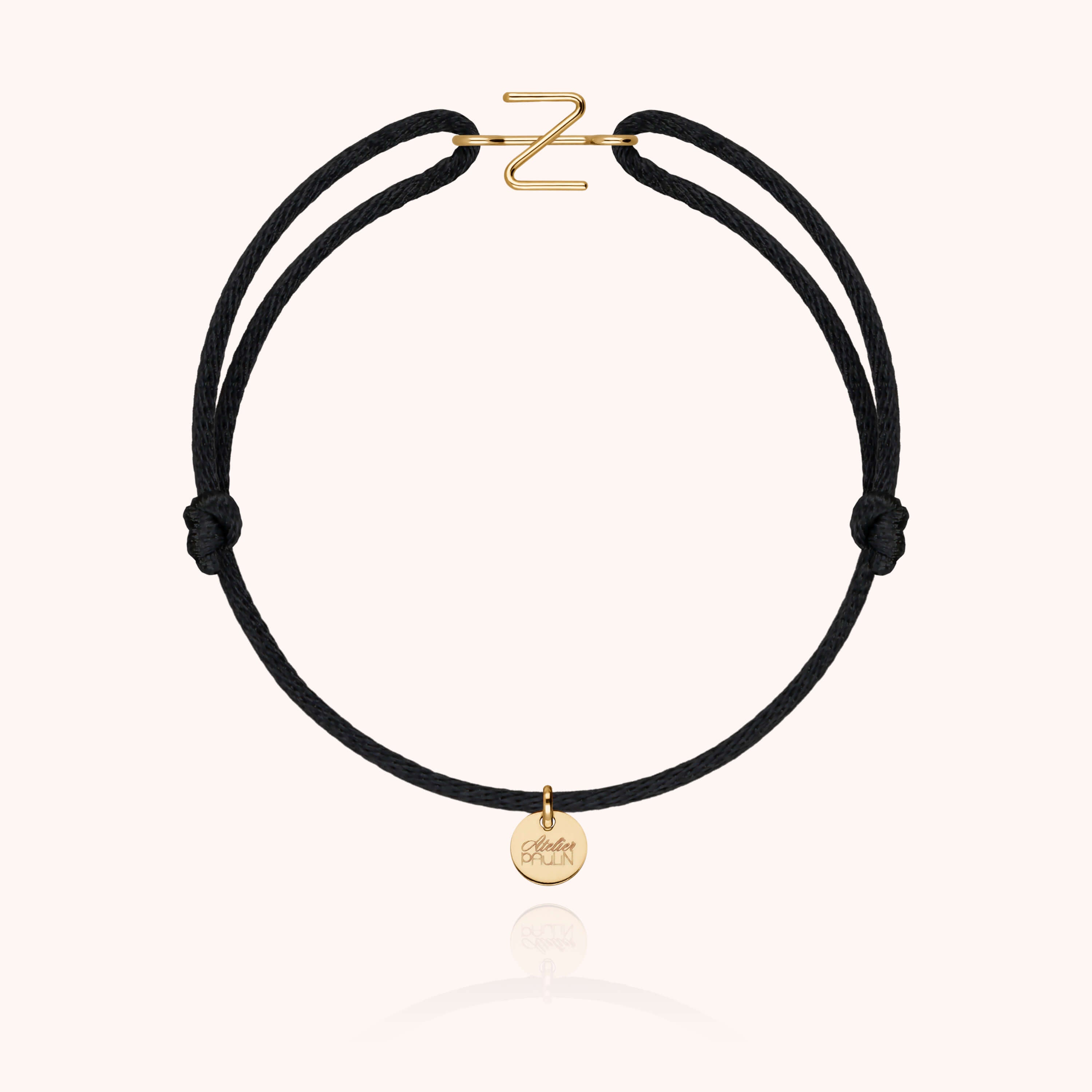 Bracelet Cordon Capitale Initiale en or jaune 18K — bracelet personnalisable Atelier Paulin