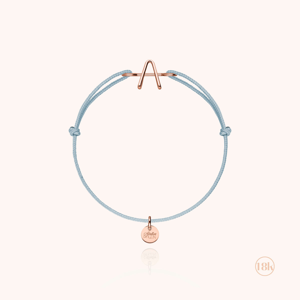 Armband Kordel Initiale Kind am Handgelenk getragen — Roségold 18K schneller und sicherer Versand