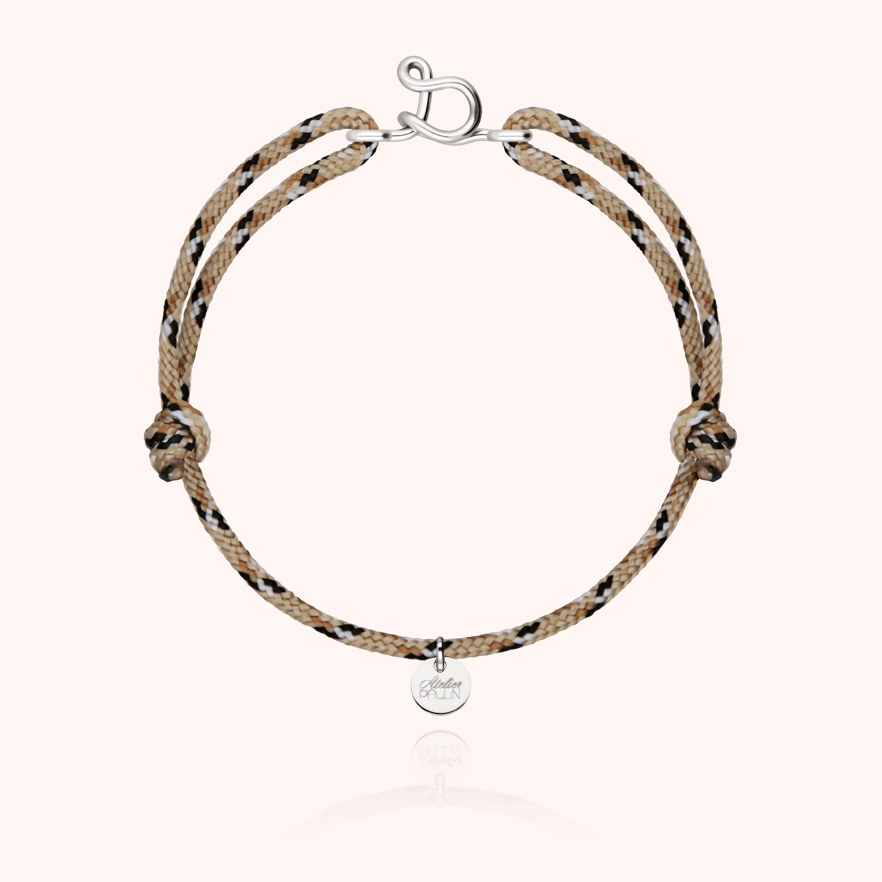 Bracelet Cordon Knot Initiale Homme - argent