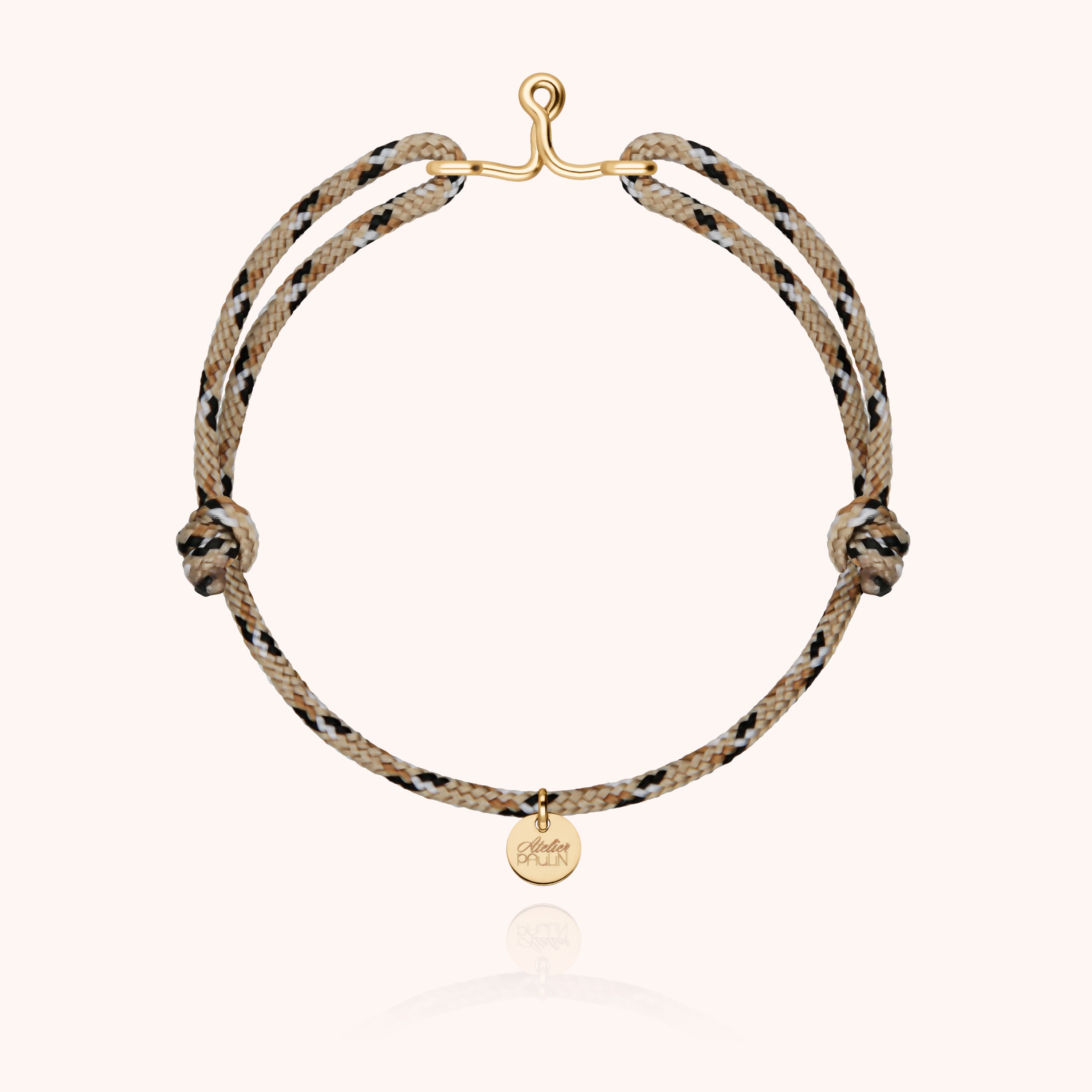 Bracelet Cordon Knot Initiale Homme - or jaune laminé