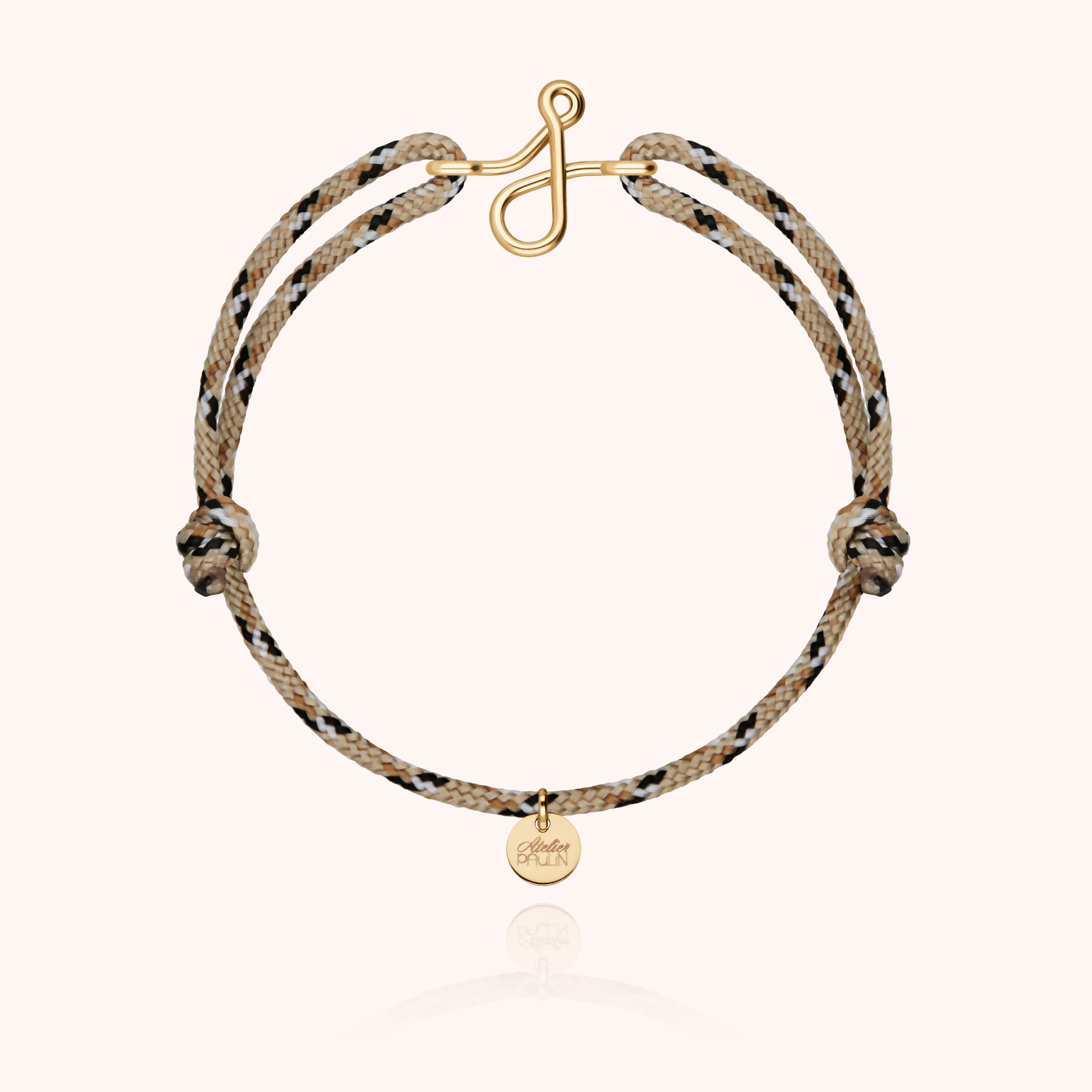 Bracelet Cordon Knot Initiale Homme - or jaune laminé